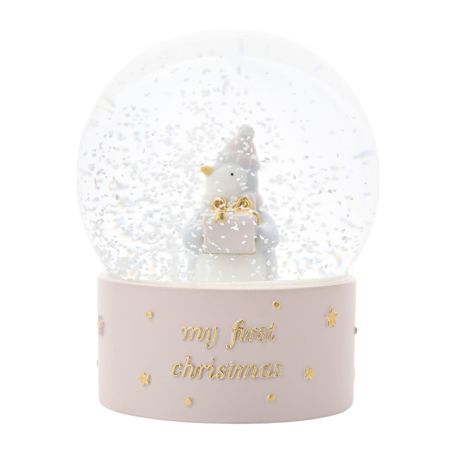 Bambino 'My First Christmas' Penguin Water Globe Pink