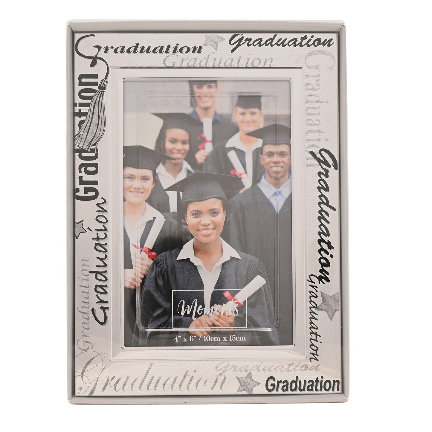 Photo Frame Alumin. Satin/Black "Graduation" 4x6 *(48/72)*