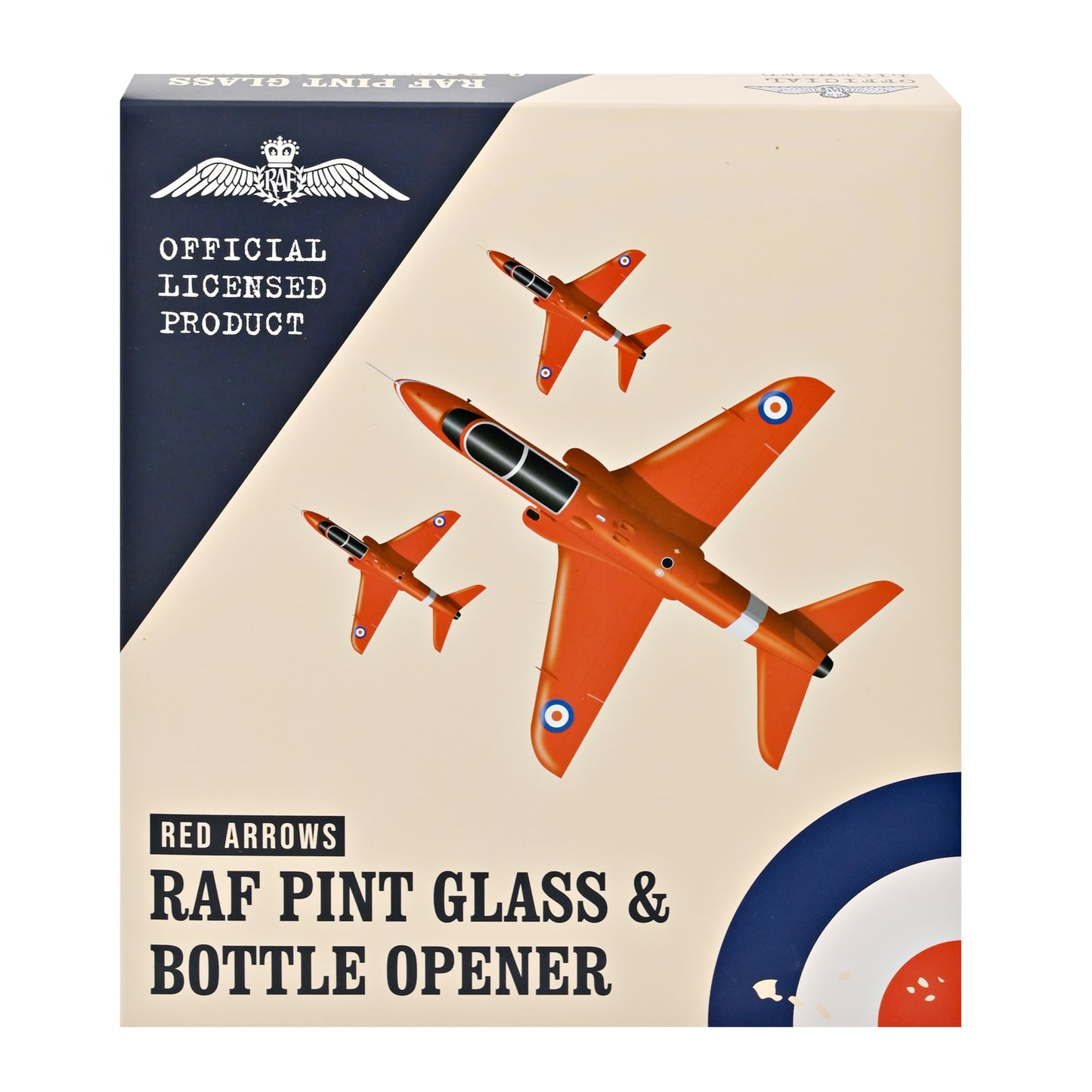 RAF Etched Pint Glass & Bottle Opener Set - Red Arrows