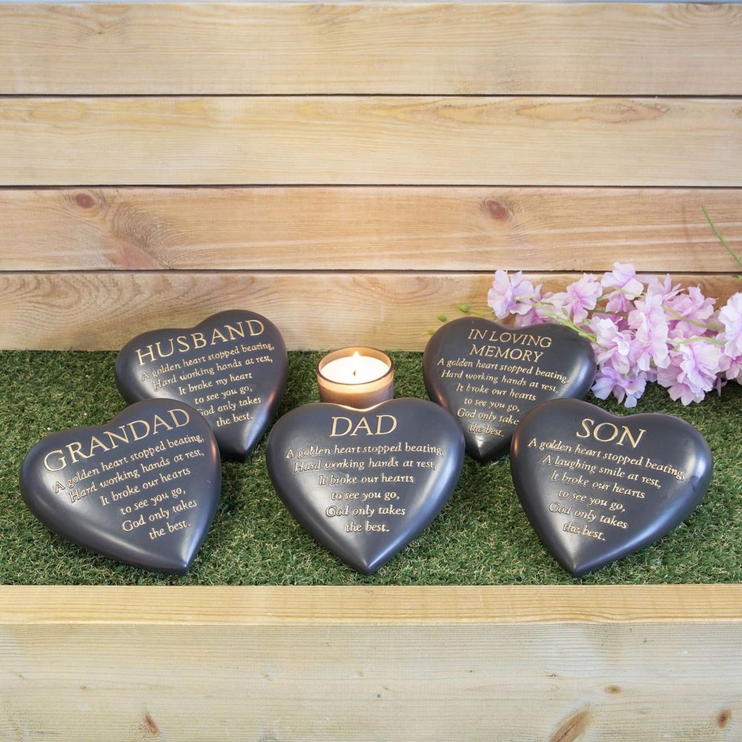 Thoughts Of You Graveside Dark Grey Heart Plaque - Dad