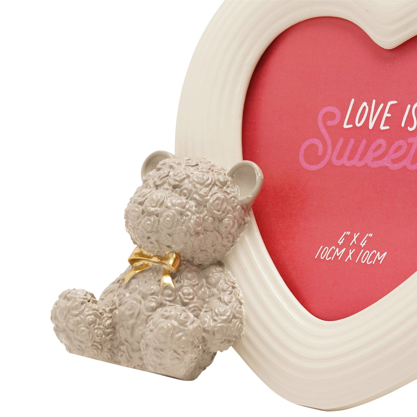 Love Is Sweet Grey/White Heart Photo Frame 4" x 4" - Baby Bear