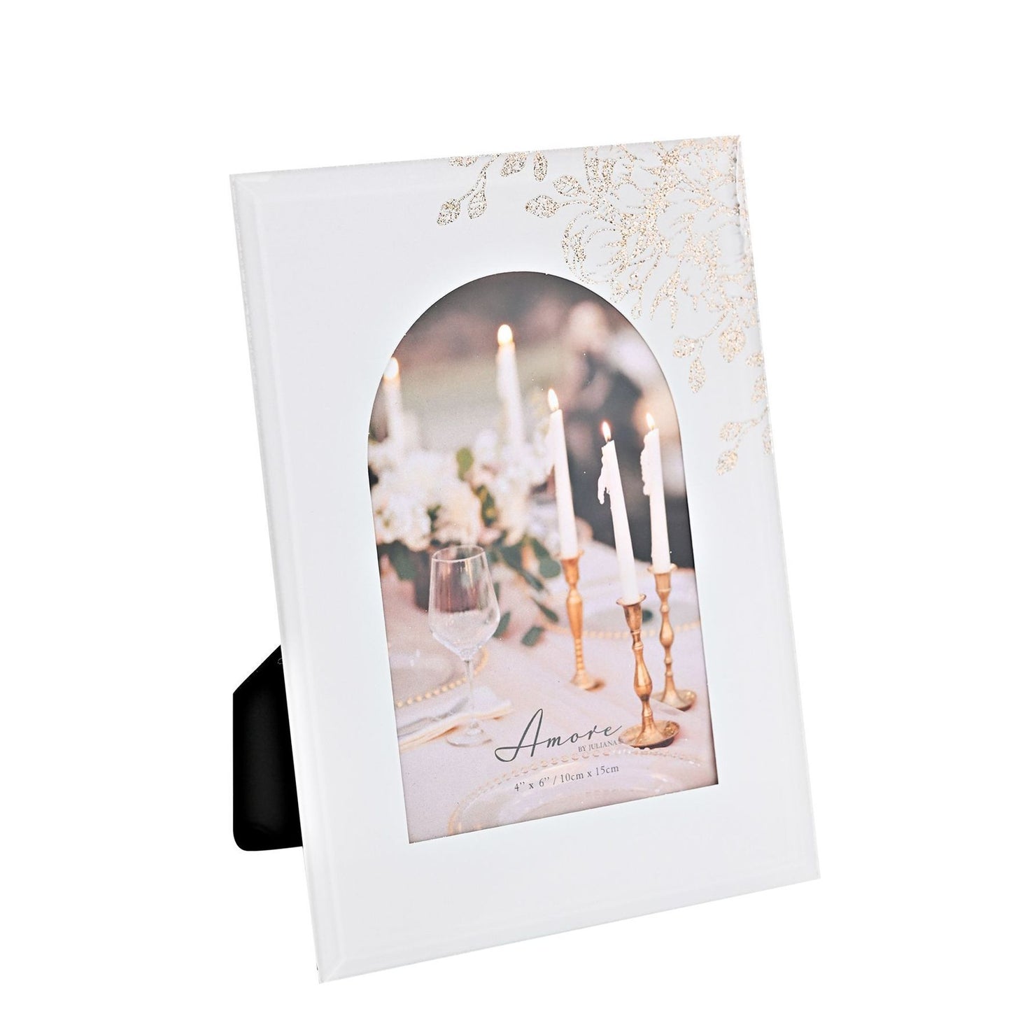 Amore White Floral Glass Arch Photo Frame 4" x 6"