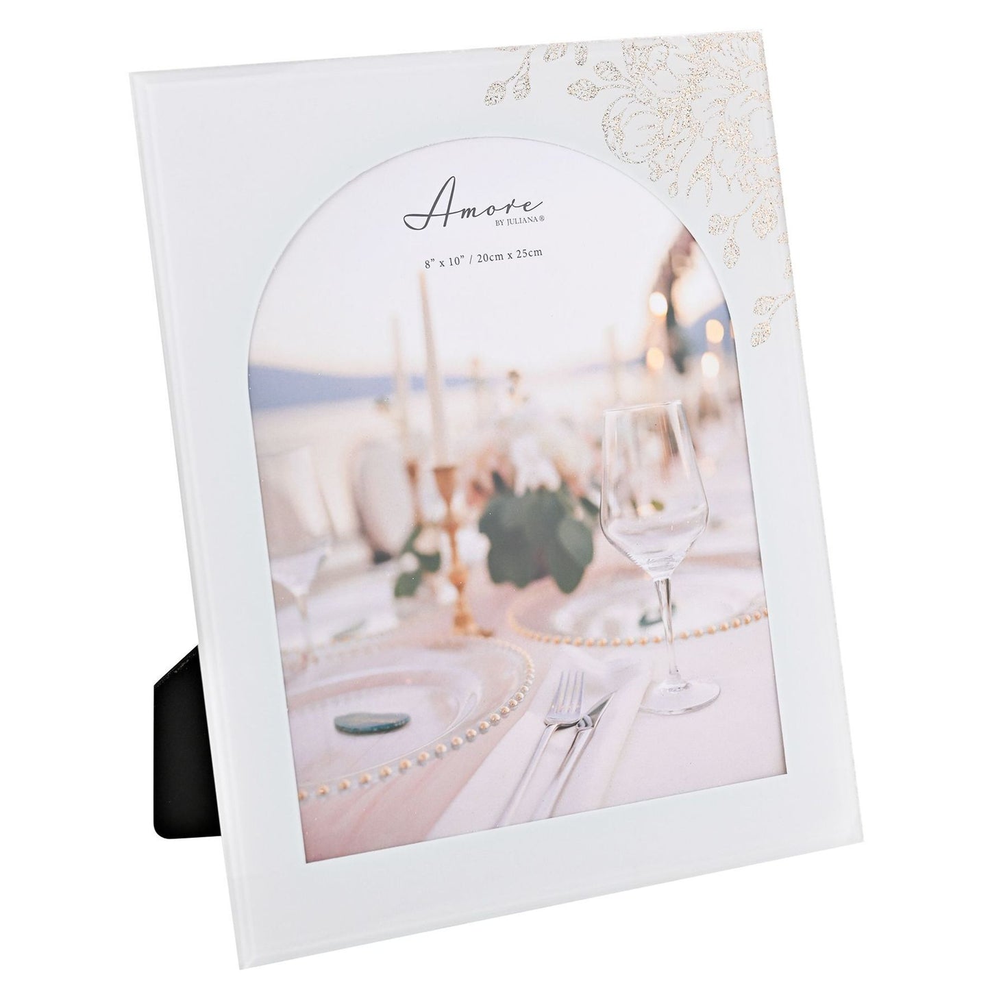 Amore White Floral Glass Arch Photo Frame 8" x 10"