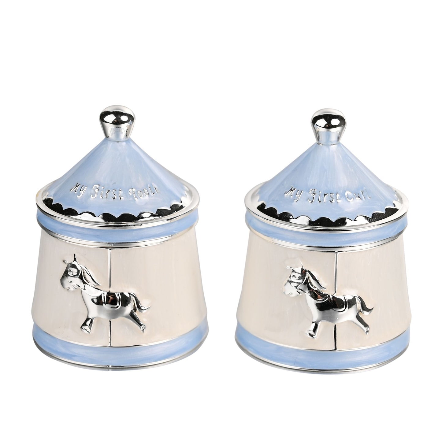 Bambino Silverplated Tooth & Curl Set - Blue Carousel