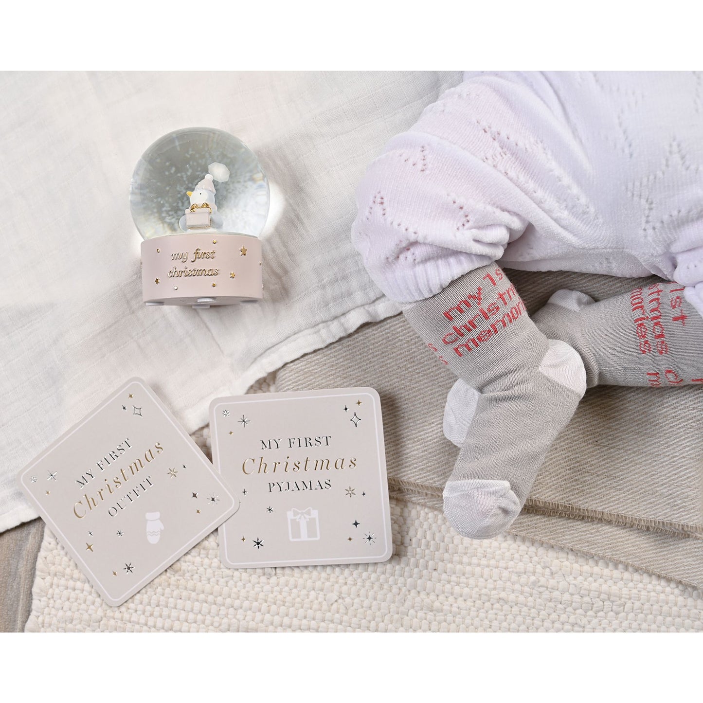 Bambino 'My First Christmas' Penguin Water Globe Pink
