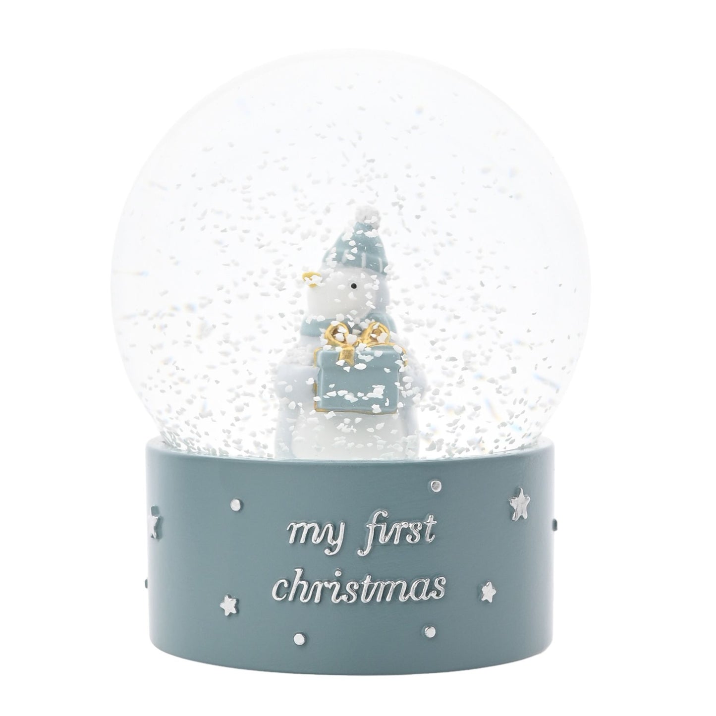 Bambino 'My First Christmas' Penguin Water Globe Blue