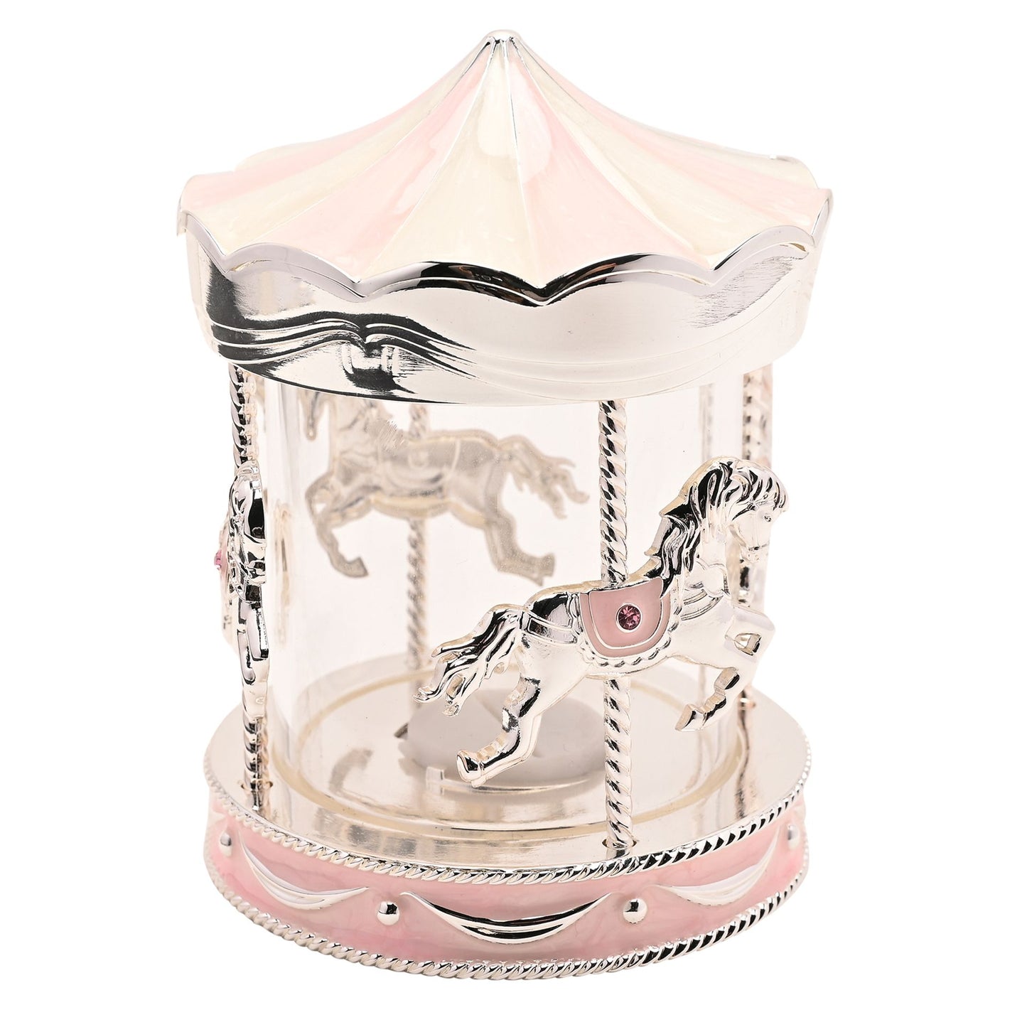 Bambino Silver Plated Money Box Carousel - pink