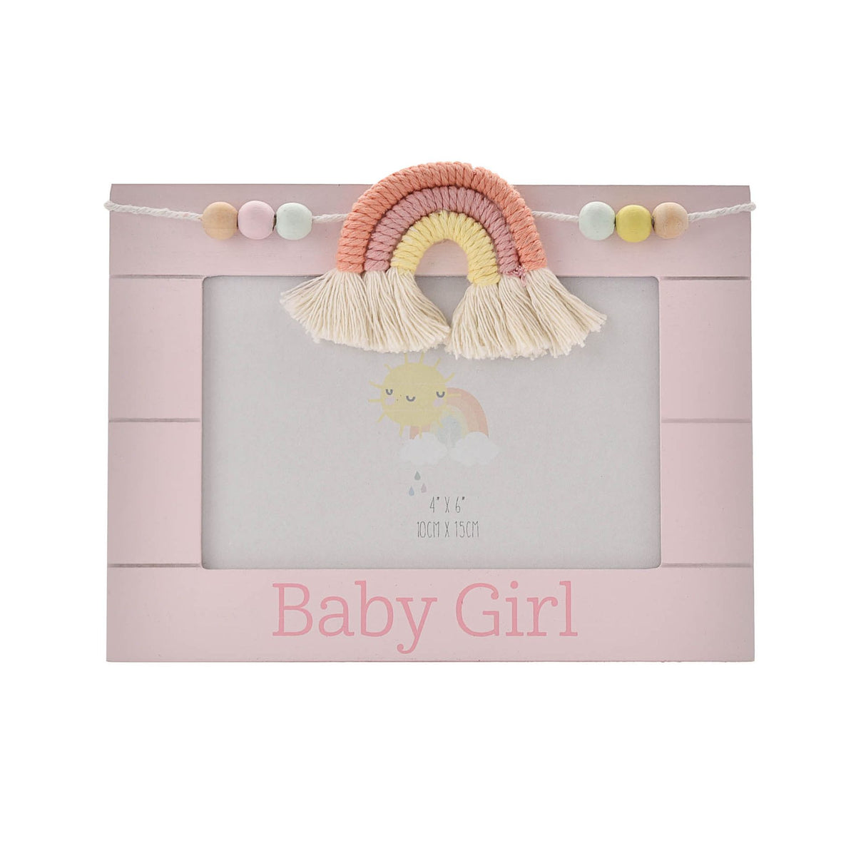 Petit Cheri WoodenPhoto Frame Macrame Rainbow Baby Girl 6x4"