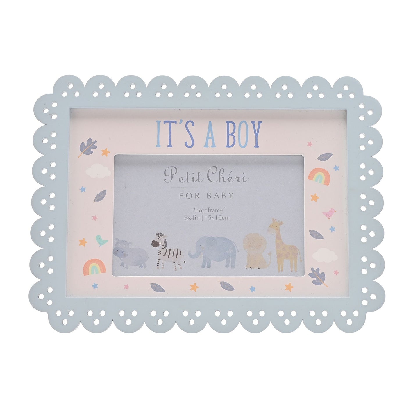 Petit Cheri Scallop Frame 6" x 4" Blue - Its A Boy