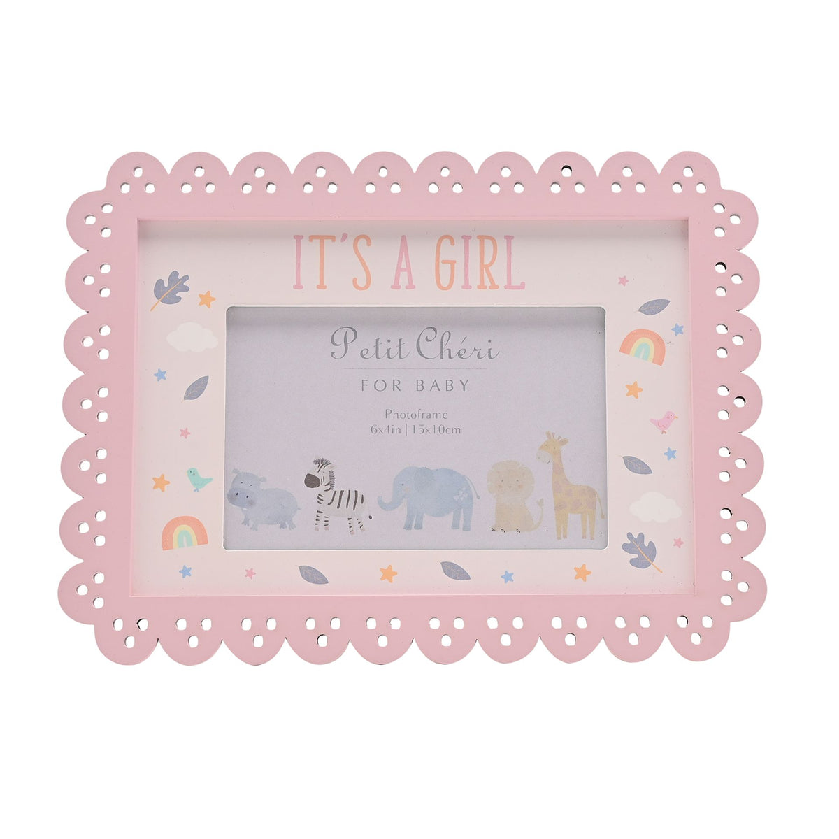 Petit Cheri Scallop Frame 6" x 4" Pink - Its A Girl