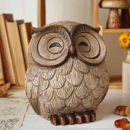 Country Living Wood Effect Resin Owl Sleeping