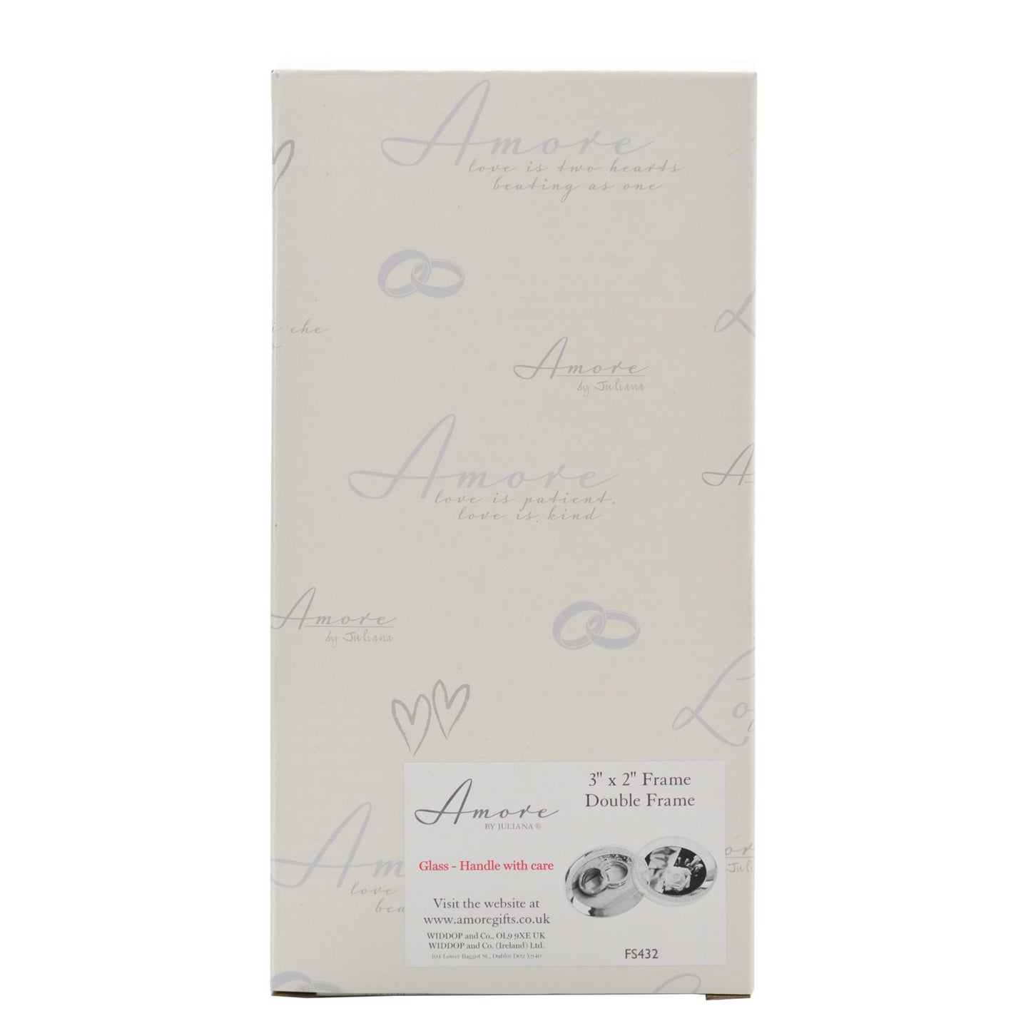 Amore Silverplated Frame with Crystal Double Rings 3" x 2"