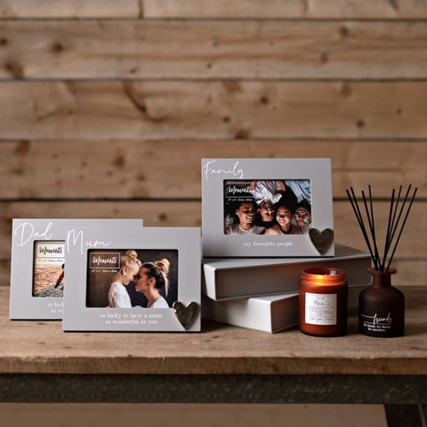 Moments Wooden Photo Frame with Heart 6" x 4" - Mum