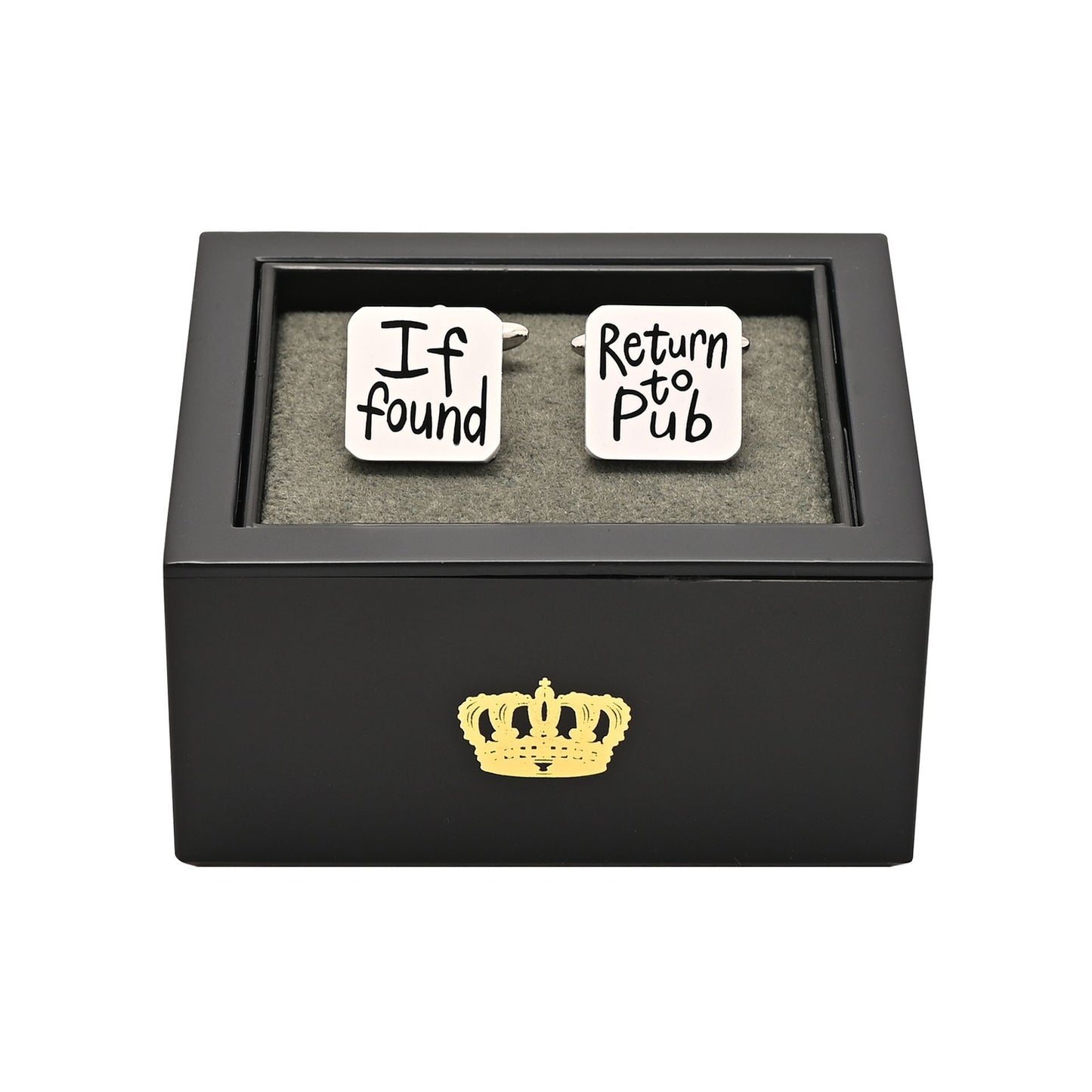 Harvey Makin Brushed 'If Found' 'Return To Pub' Cufflinks