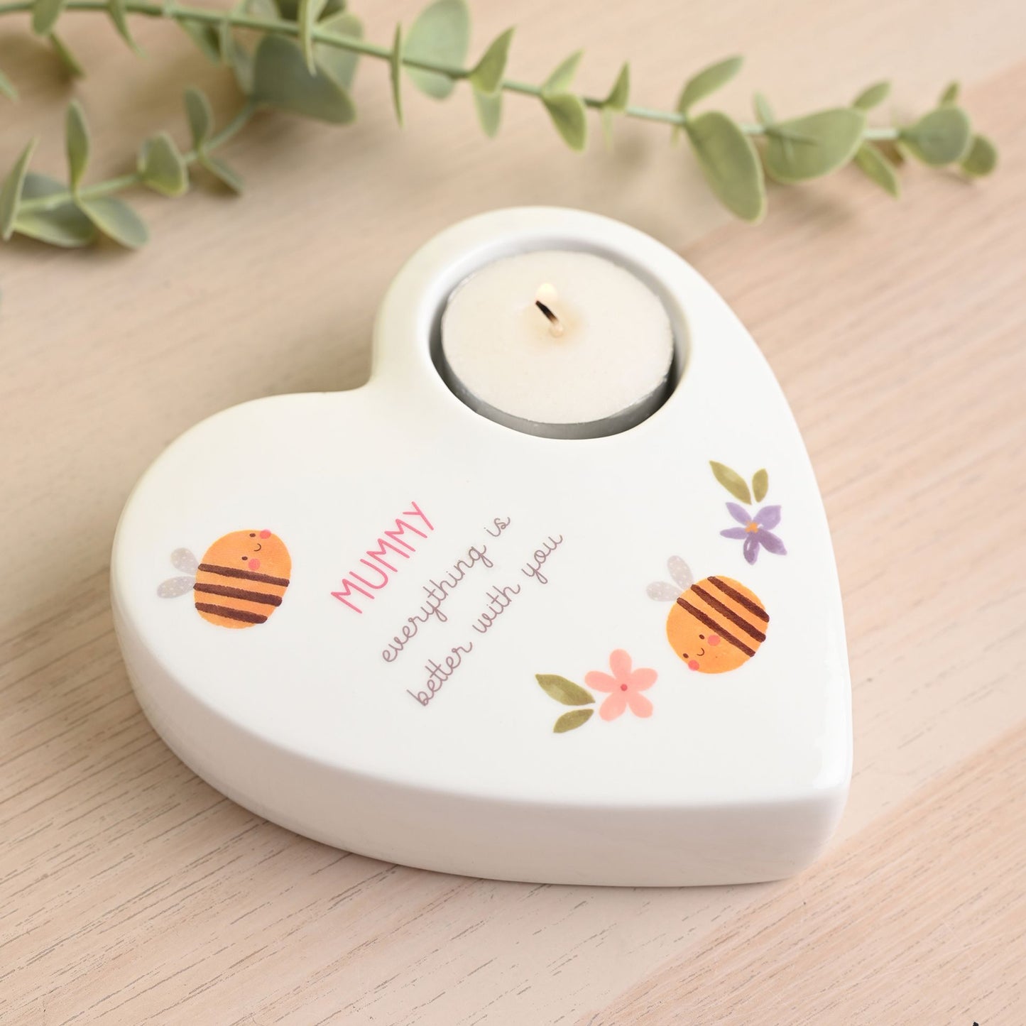 Love Life Ceramic Tea Light Candle Holder - Mummy