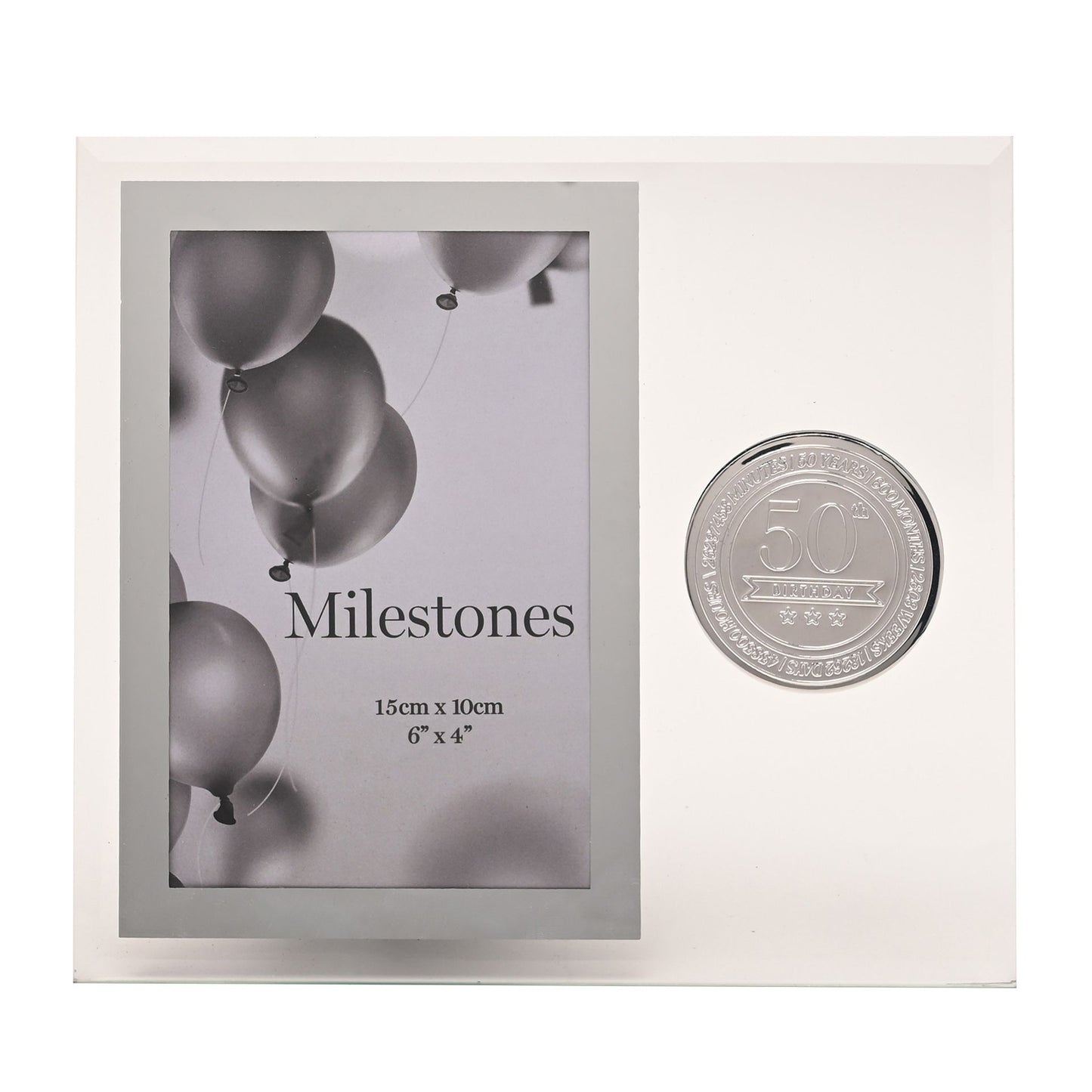 Milestones Glass Frame with Metal Badge 4" x 6" - 50