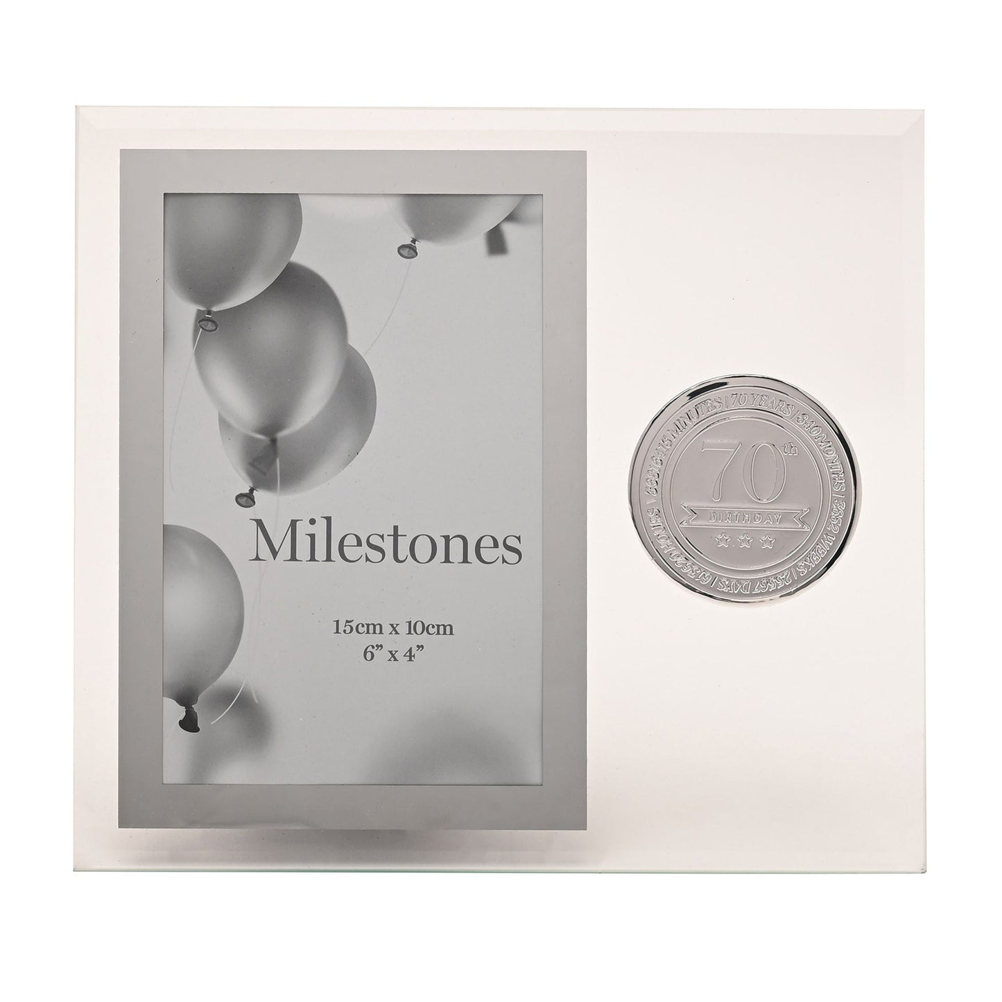 Milestones Glass Frame with Metal Badge 4" x 6" - 70