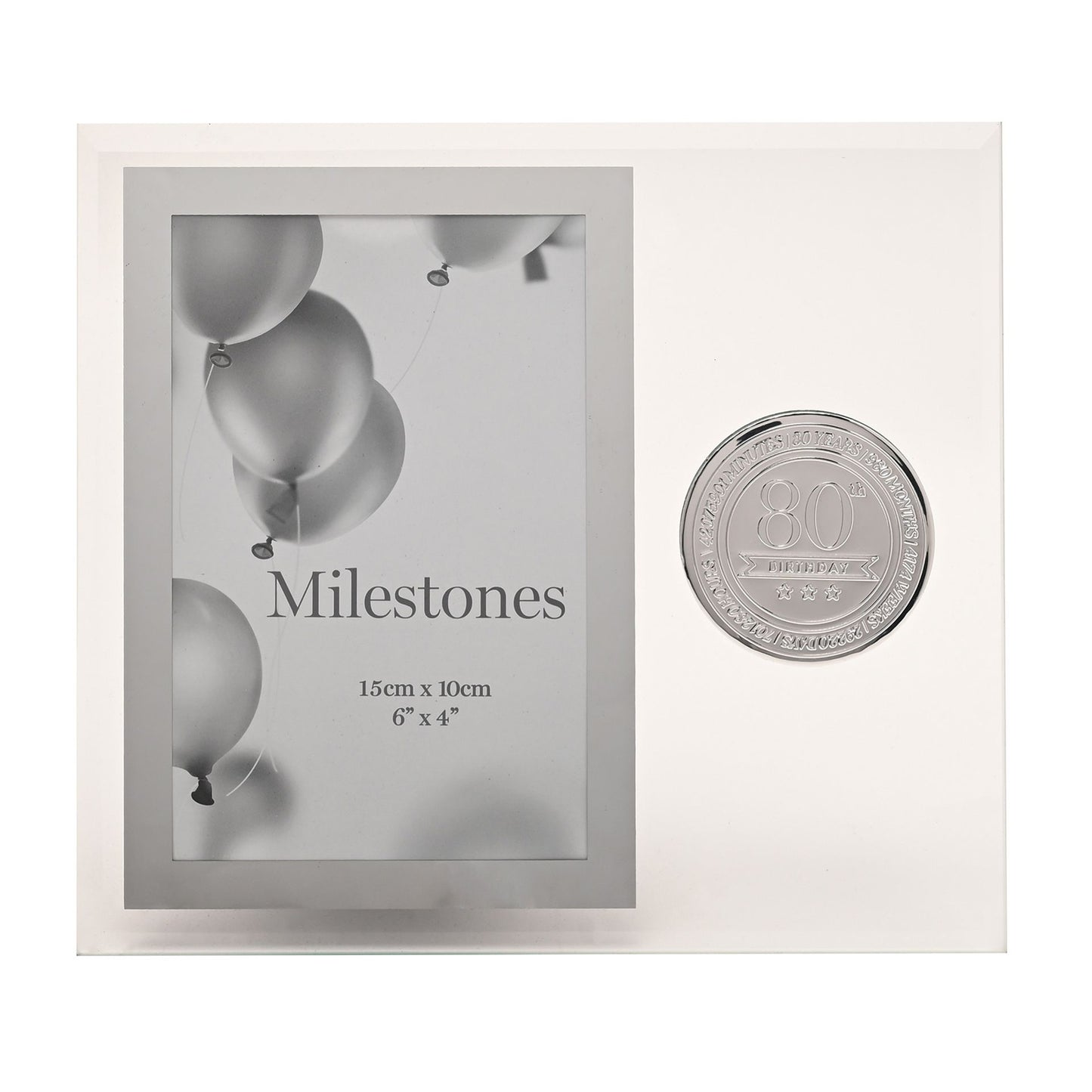 Milestones Glass Frame with Metal Badge 4" x 6" - 80