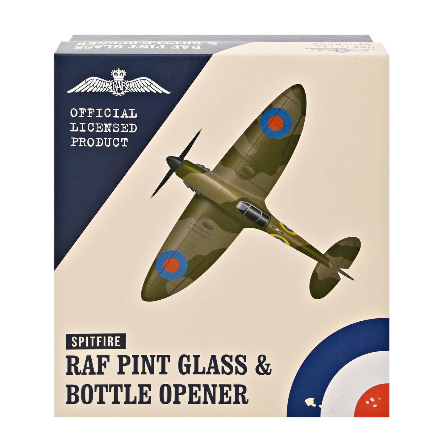 RAF Etched Pint Glass & Bottle Opener Set - Spitfire