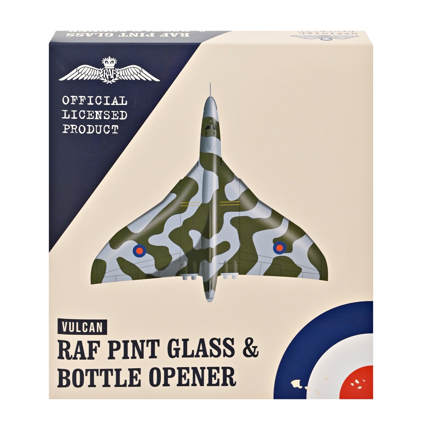 RAF Etched Pint Glass & Bottle Opener Set - Vulcan