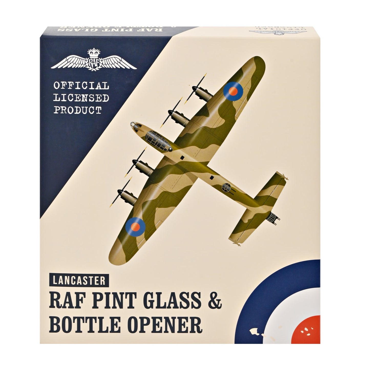 RAF Etched Pint Glass & Bottle Opener Set - Lancaster