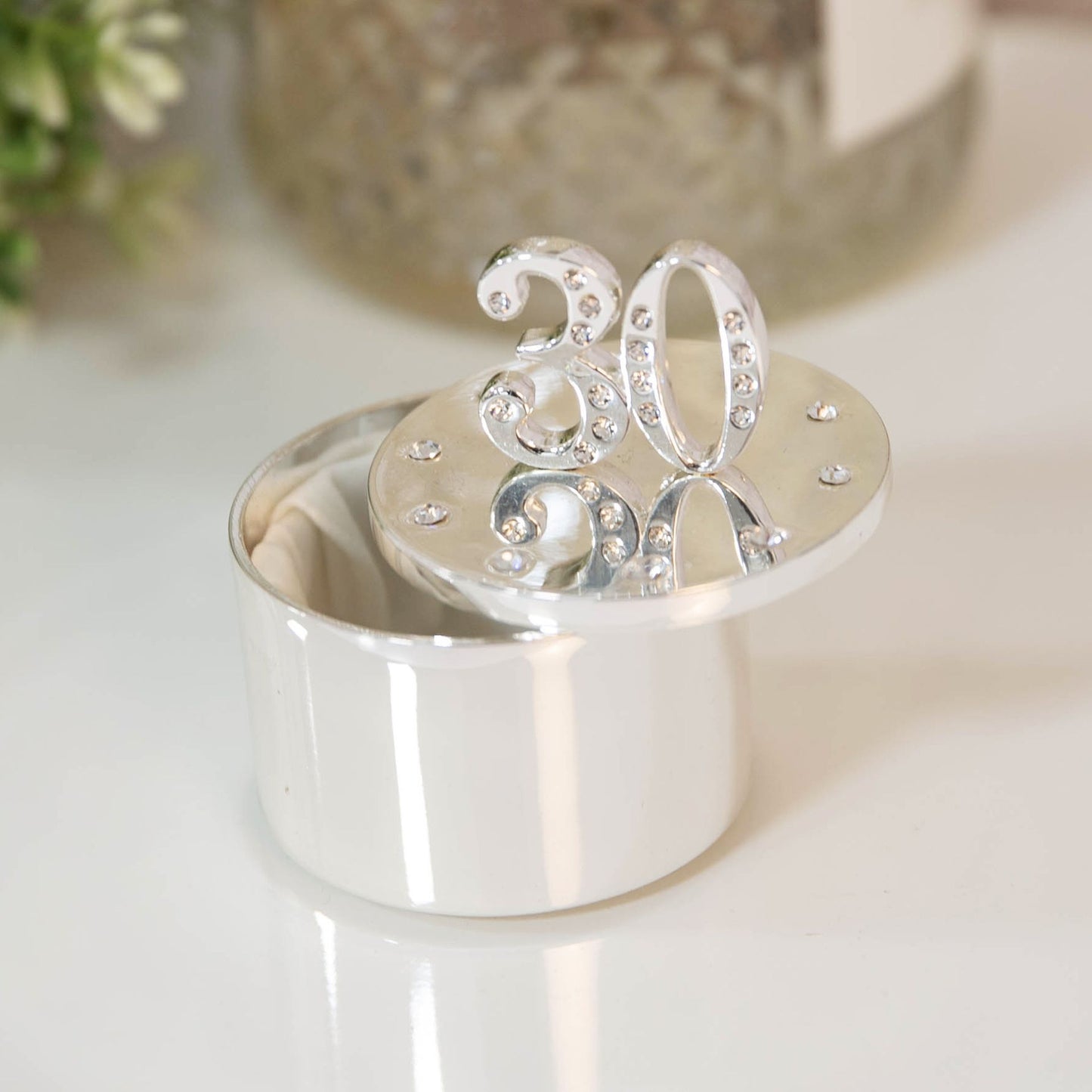 Milestones Silver Plated Trinket Box With Crystal 30