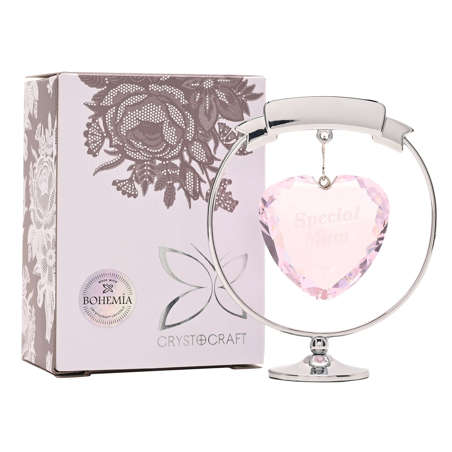 Crystocraft Chrome Plated Circle & Heart - Special Mum