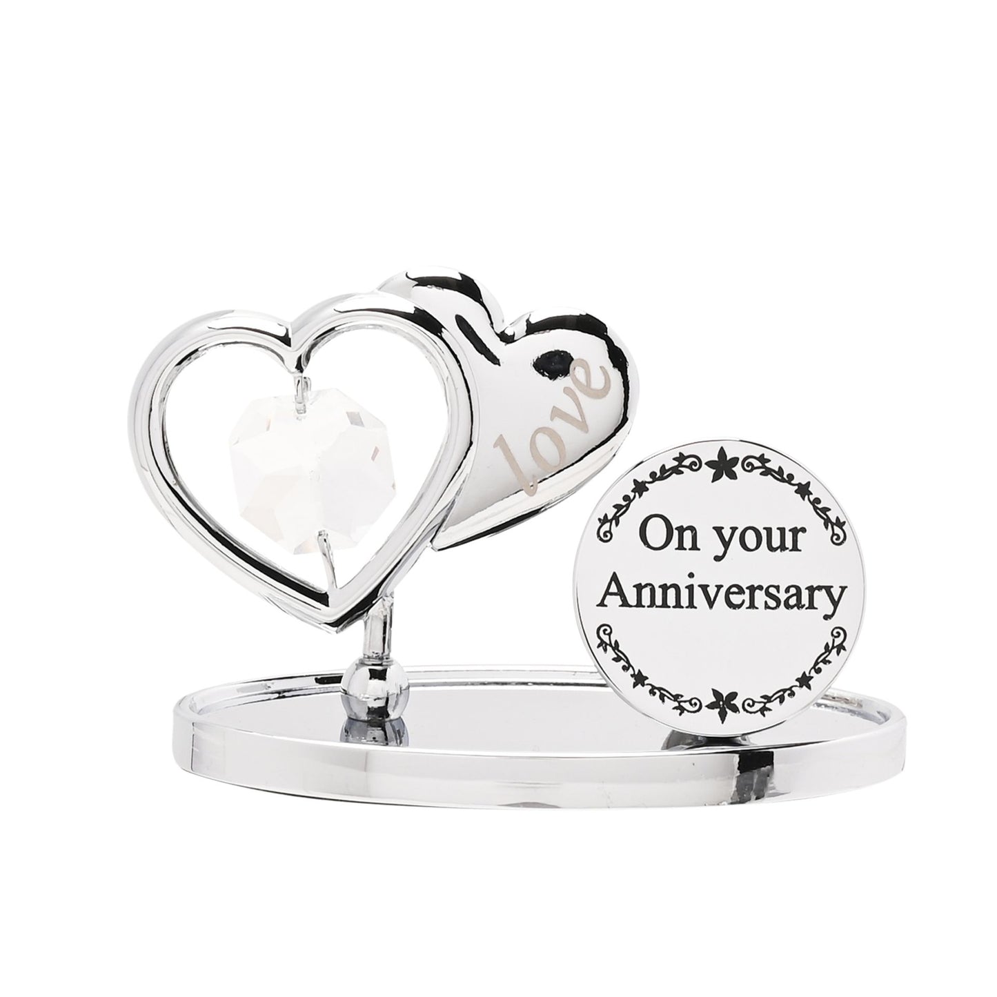 Crystocraft Chrome Plated Love Heart Plaque On Your  Anniversary