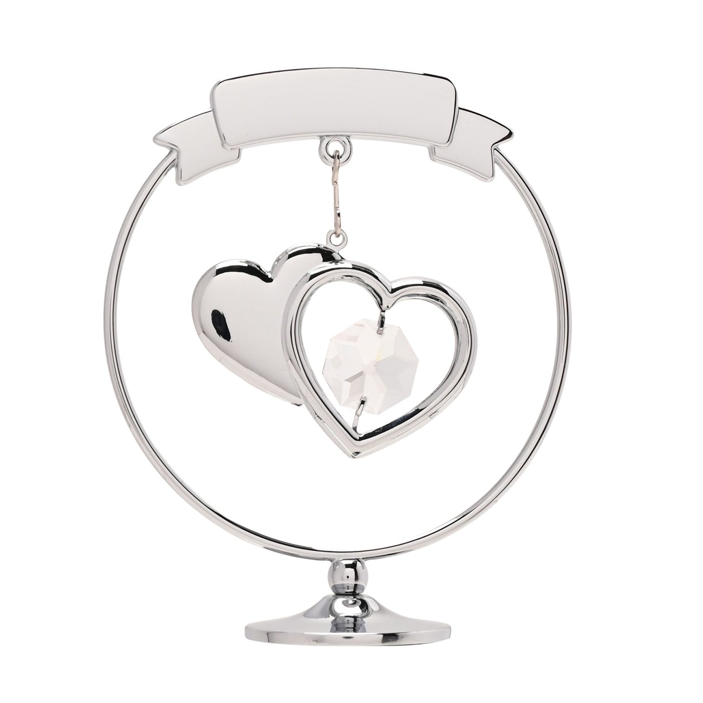 Crystocraft Chrome Circle Ring - 2 Hearts - 25th Anniversary