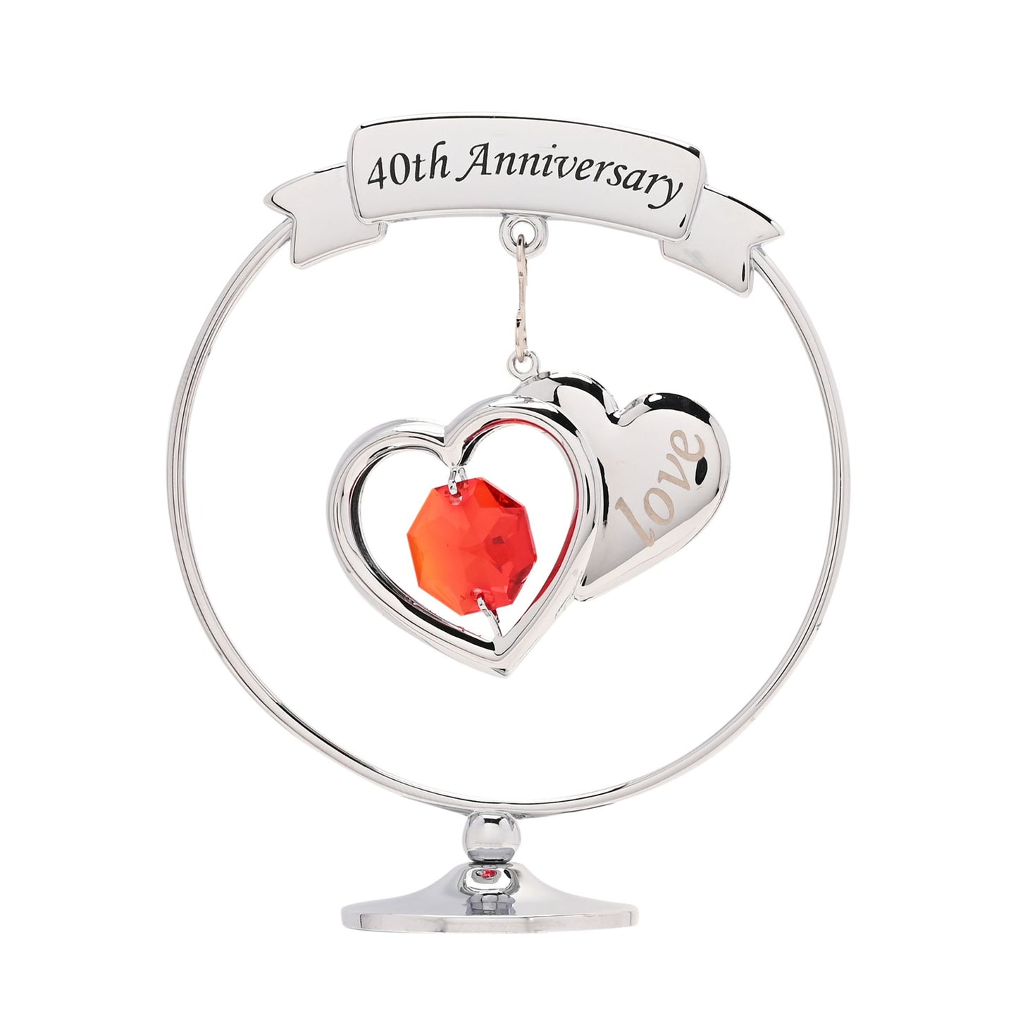 Crystocraft Chrome Plated Circle 2 Hearts - 40th Anniversary