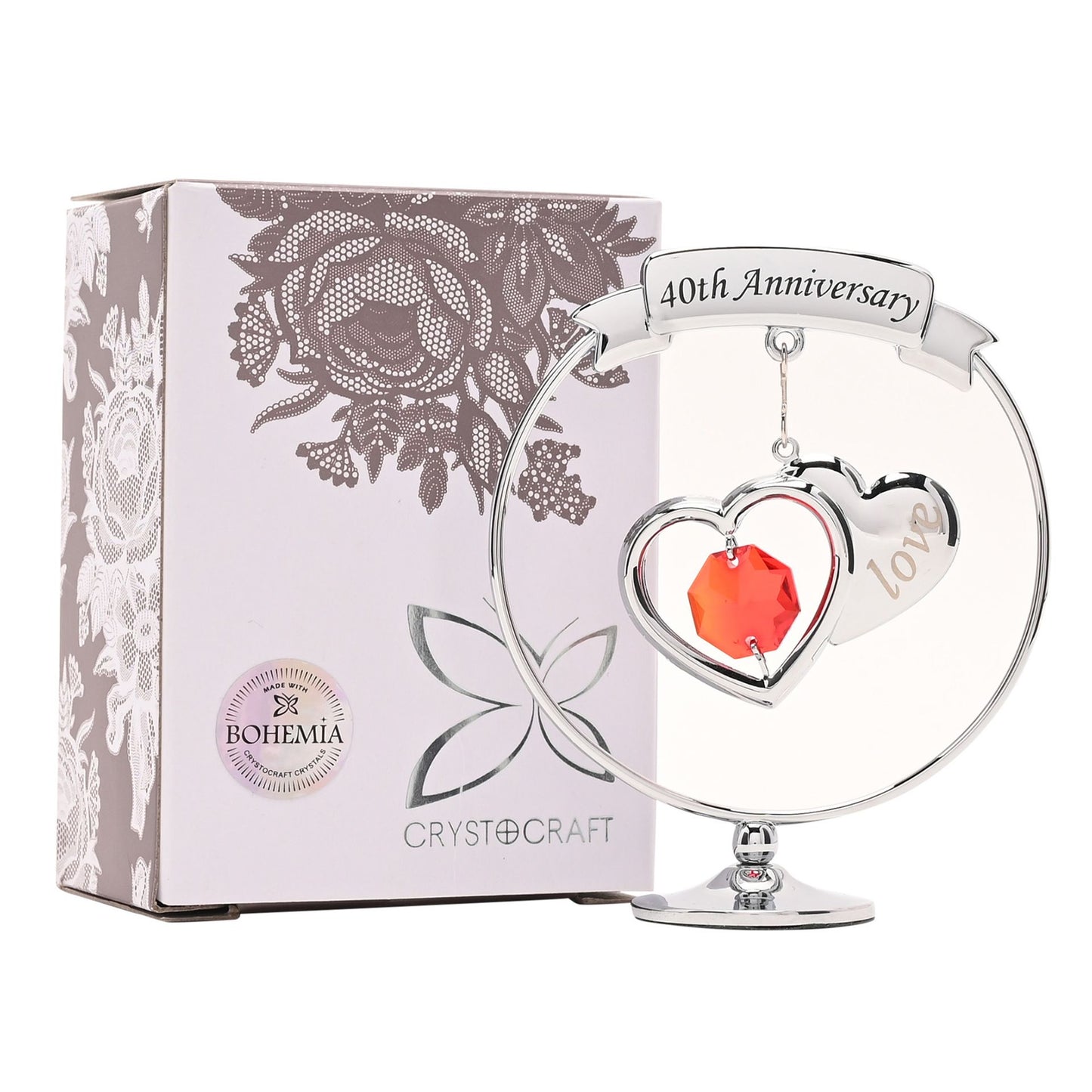 Crystocraft Chrome Plated Circle 2 Hearts - 40th Anniversary
