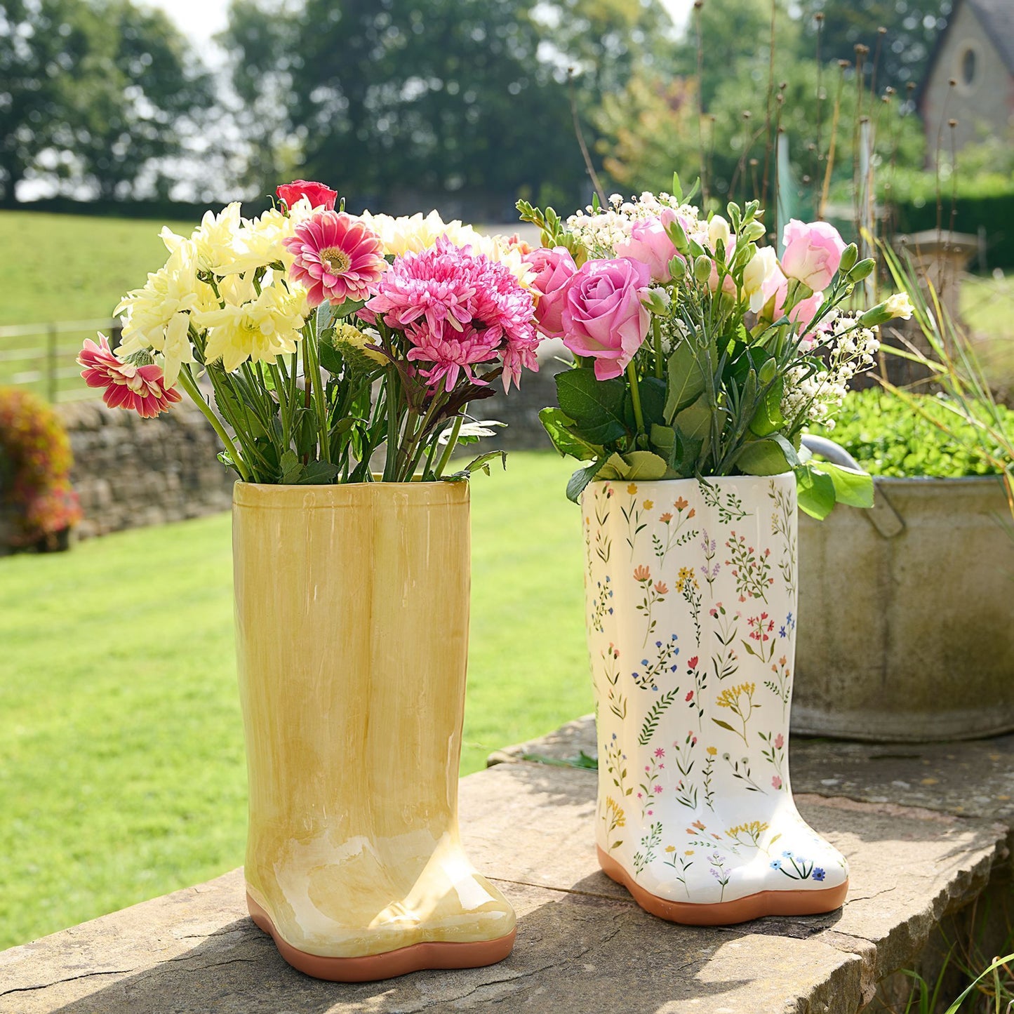 The Cottage Garden Ceramic Vase Large - Yellow Wellies