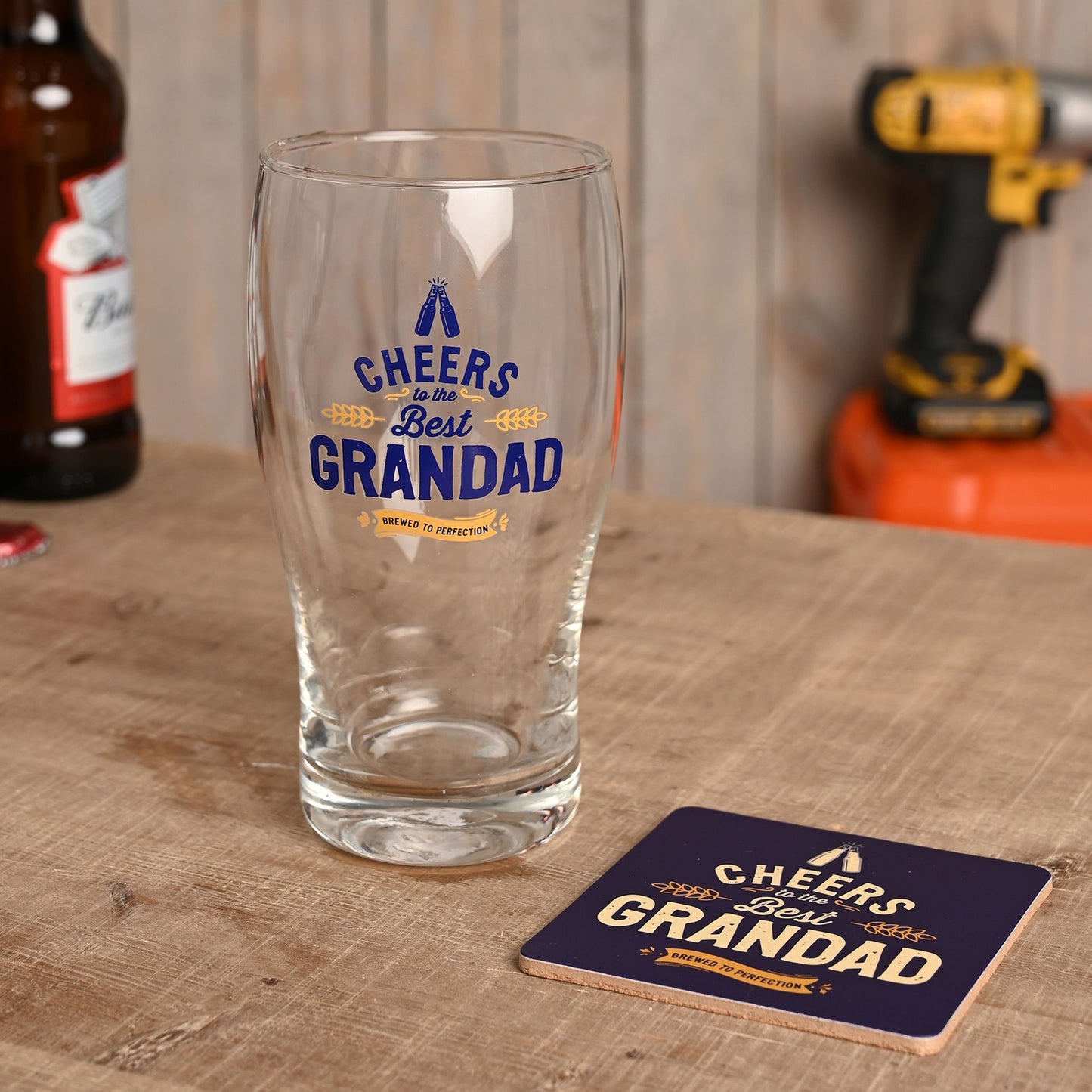 Well Crafted Pint Glass and Coaster Set - Grandad