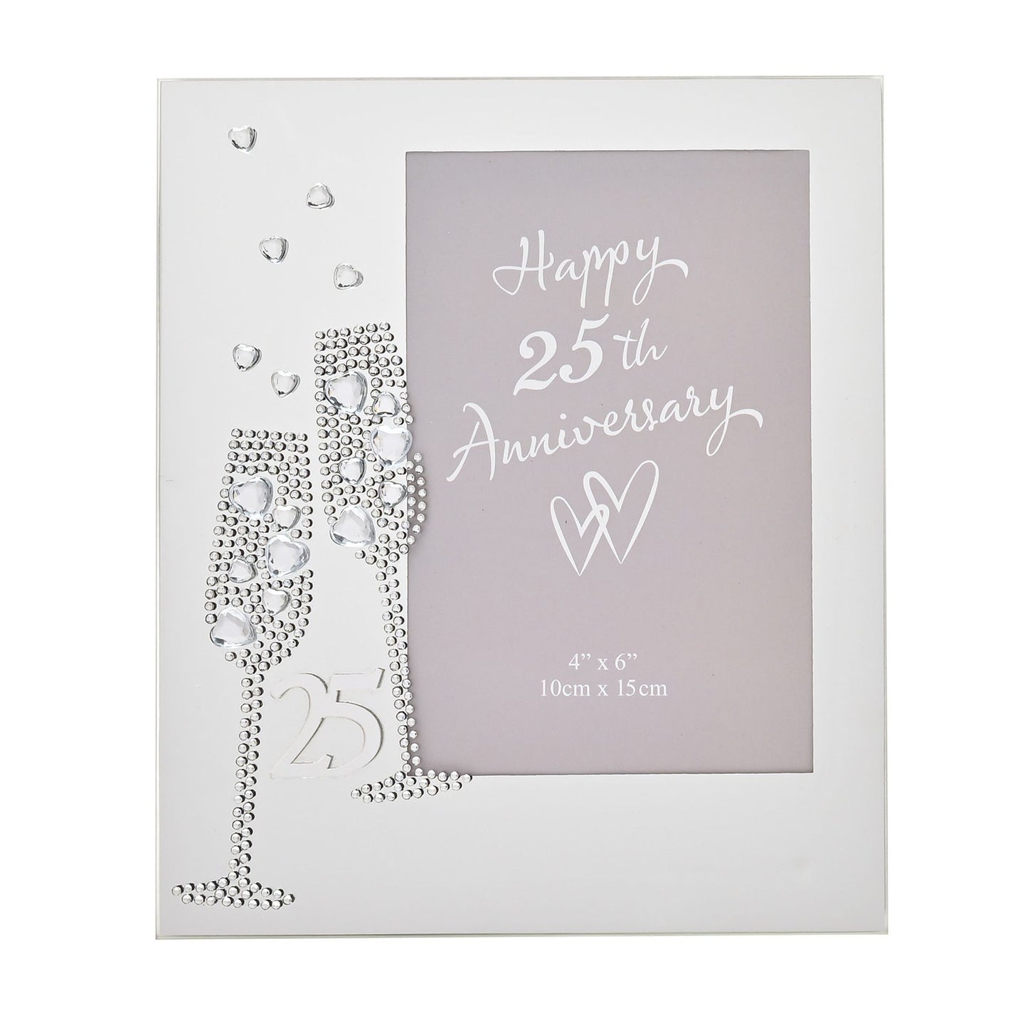 Anniversary Mirror Frame 4" x 6" Flute/Crystal 25th *(36/24)