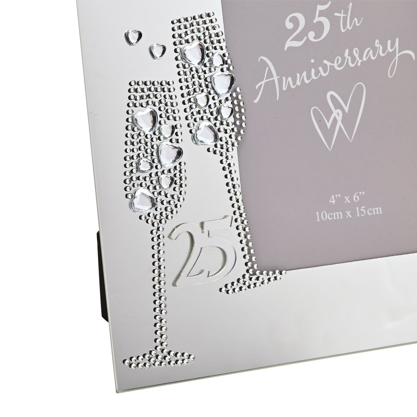 Anniversary Mirror Frame 4" x 6" Flute/Crystal 25th *(36/24)