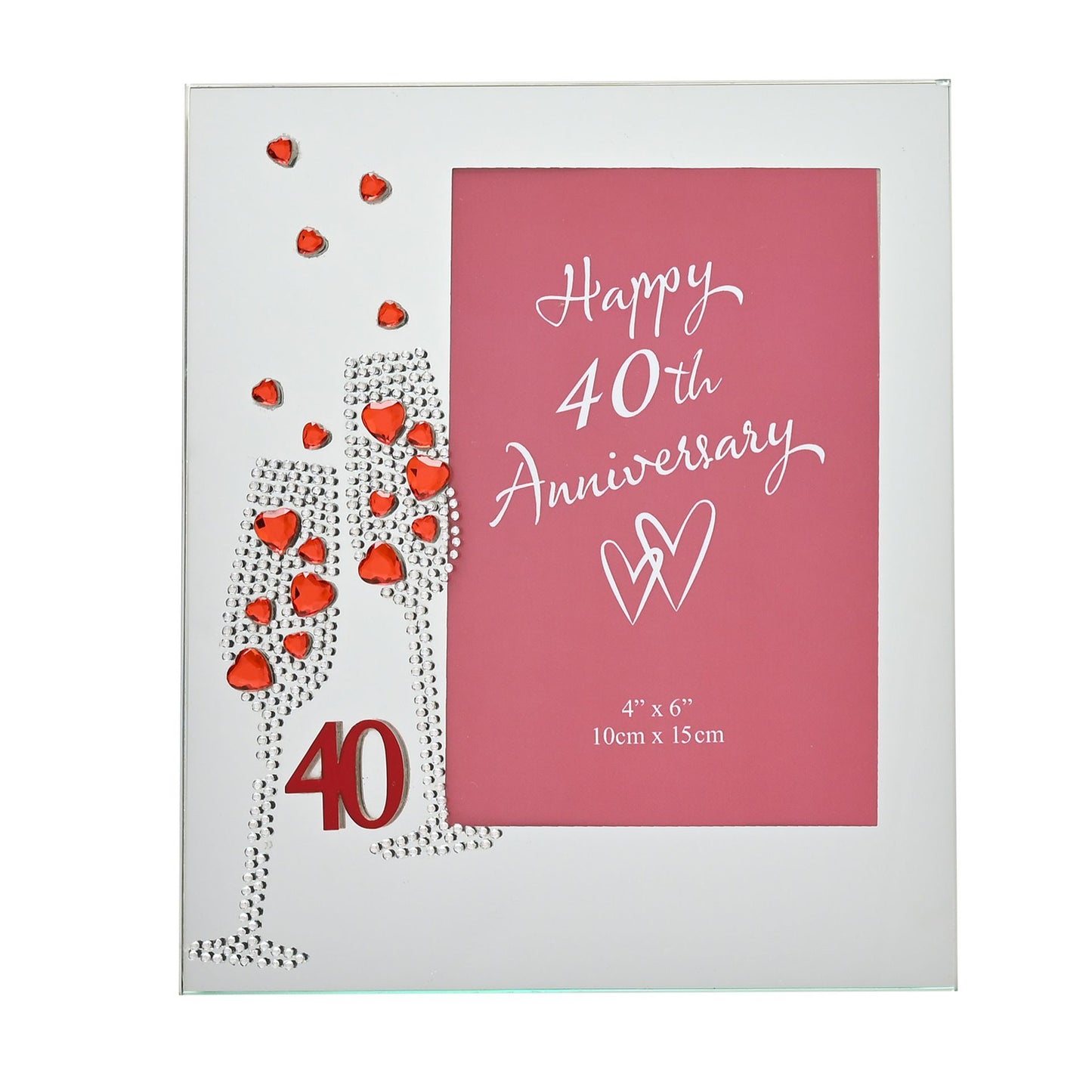 Anniversary Mirror Frame 4" x 6" Flute/Crystal 40th *(36/24)