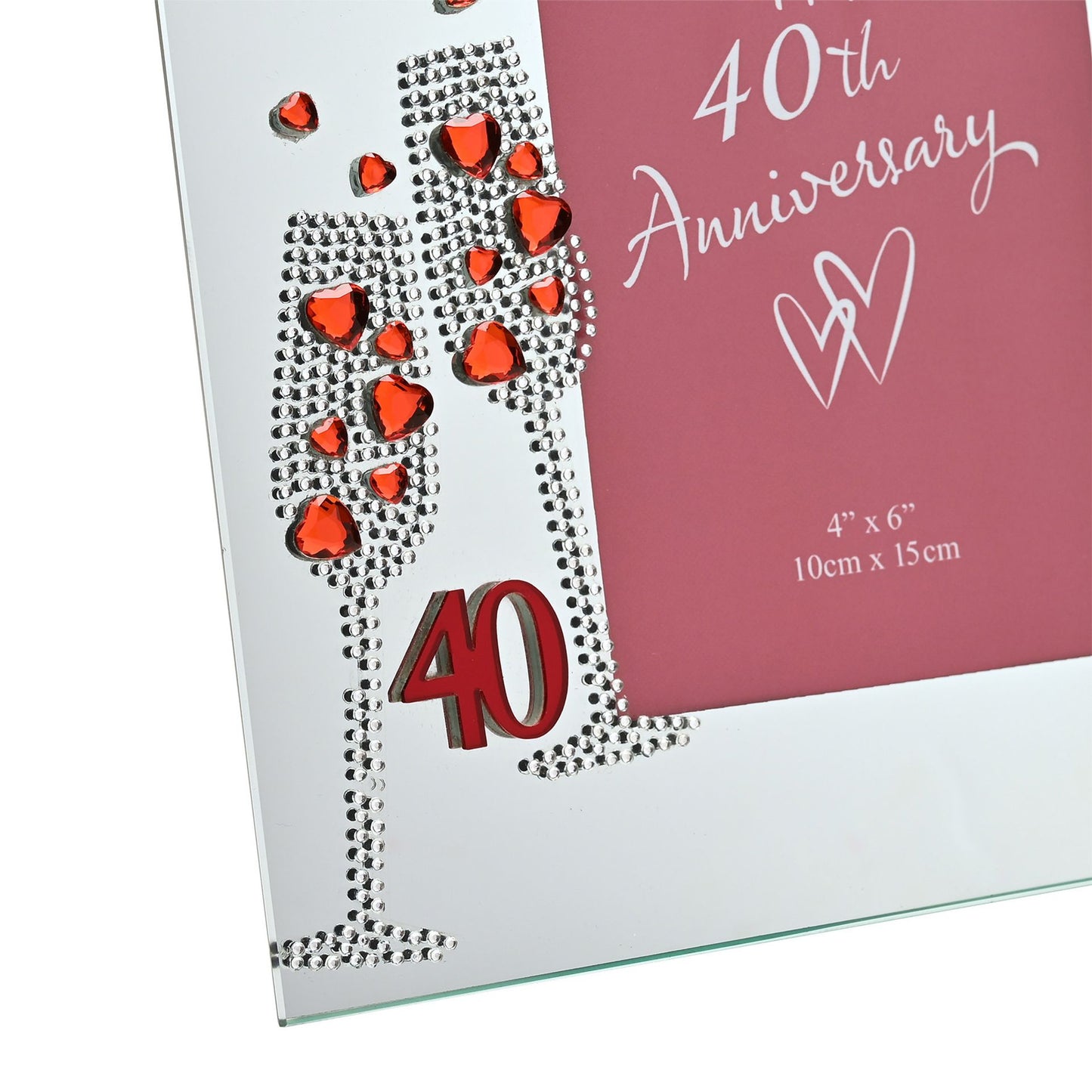 Anniversary Mirror Frame 4" x 6" Flute/Crystal 40th *(36/24)