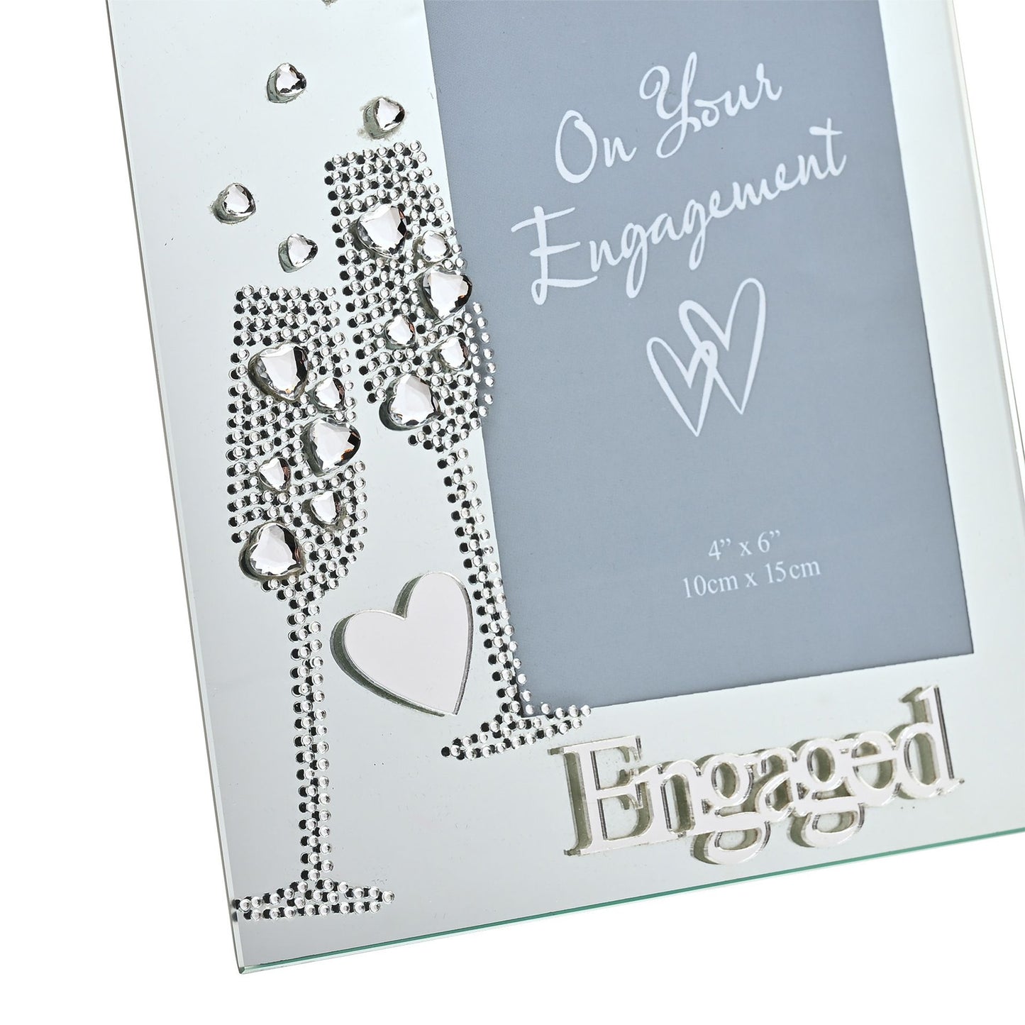 Mirror Frame 4" x 6" Flute/Crystal Heart - Engaged *(36/24)*