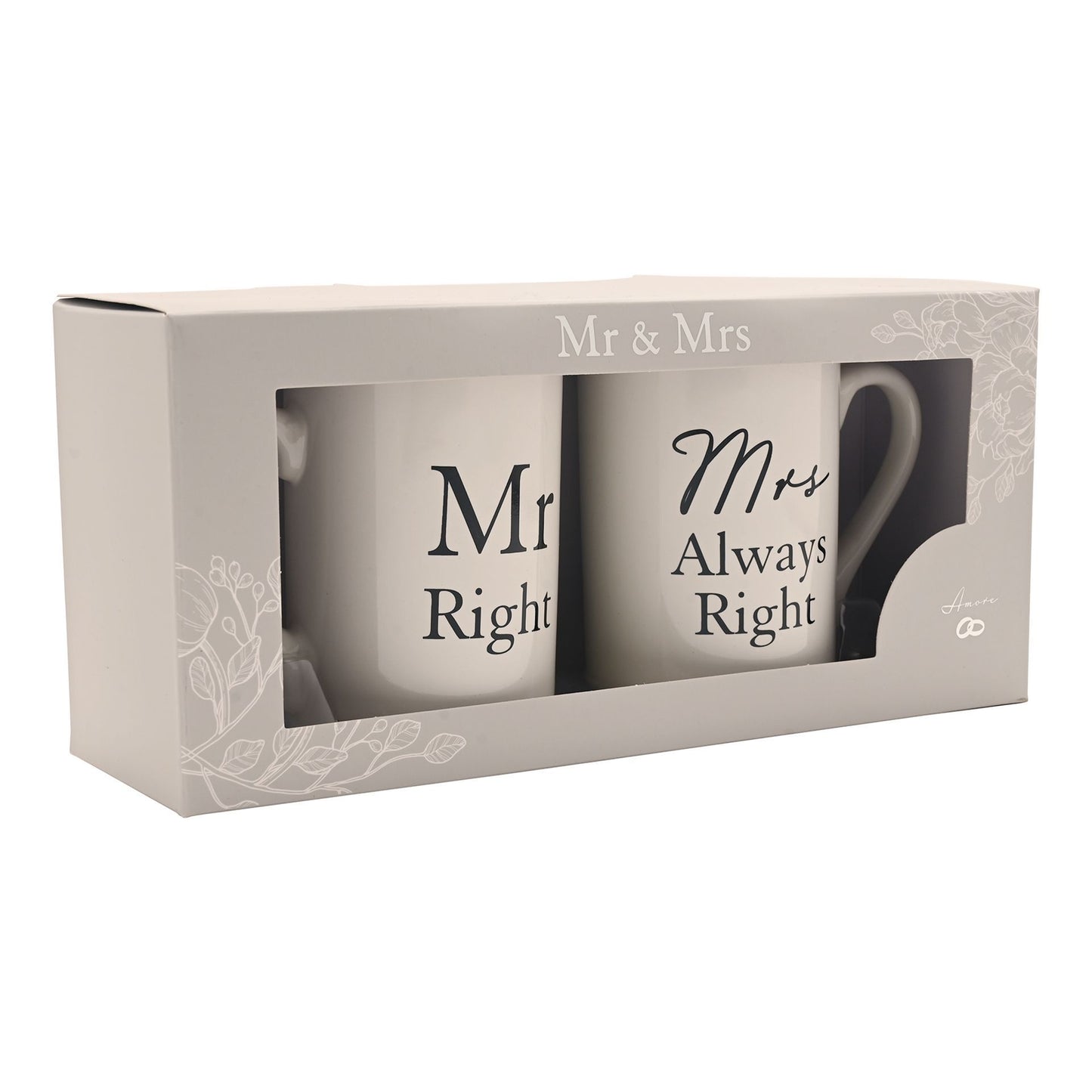 Amore 2 piece Mug Set - "Mr Right / Mrs Always Right"
