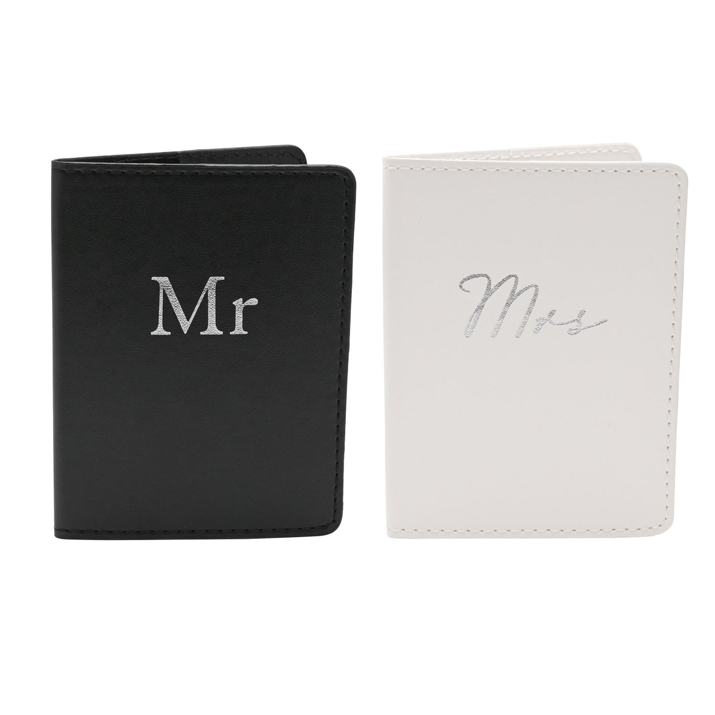 Amore Set of 2 Passport Holders Black & White - 'Mr & Mrs'