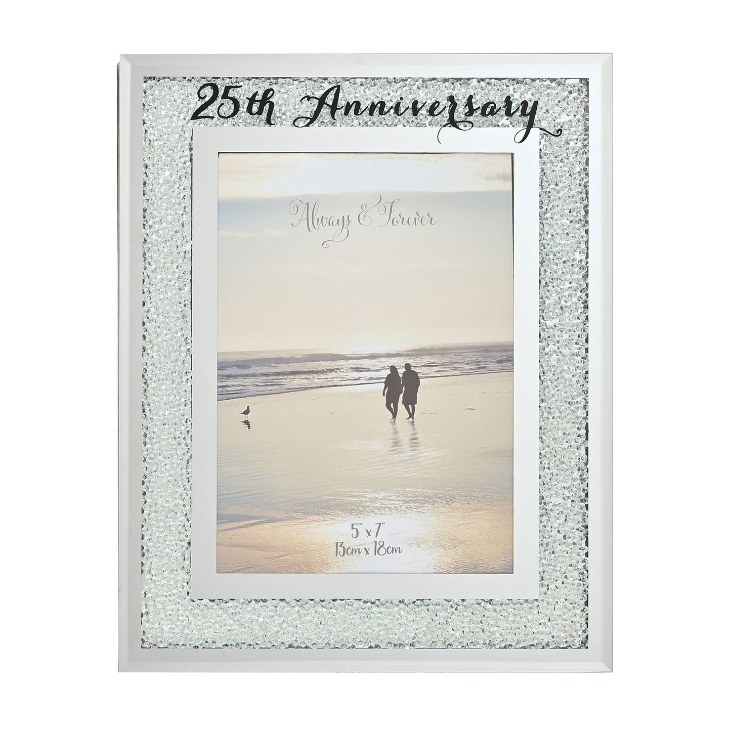 Celebrations Crystal Border Frame 5" x 7" - 25th Anniversary