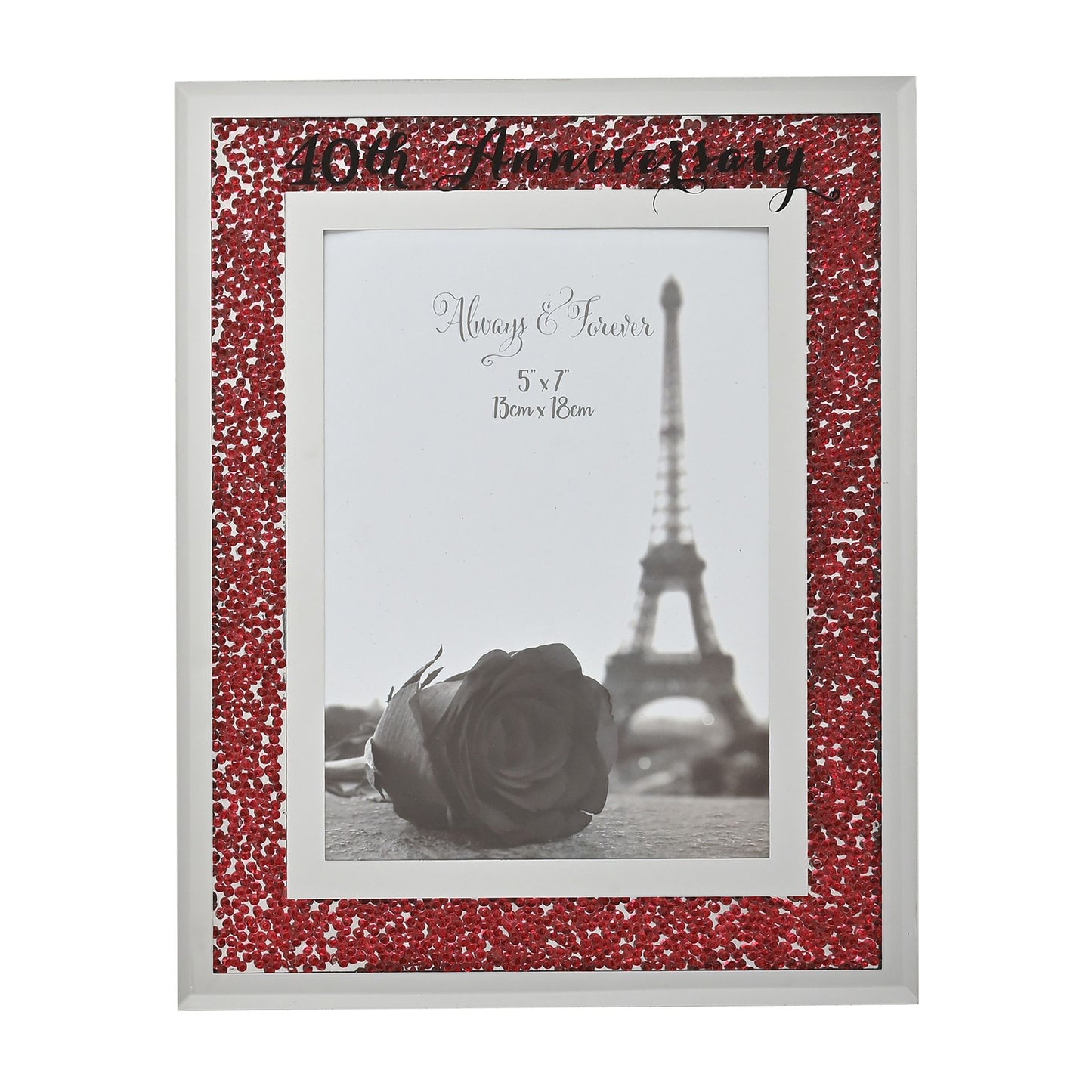 Celebrations Crystal Border Frame 5" x 7" - 40th Anniversary