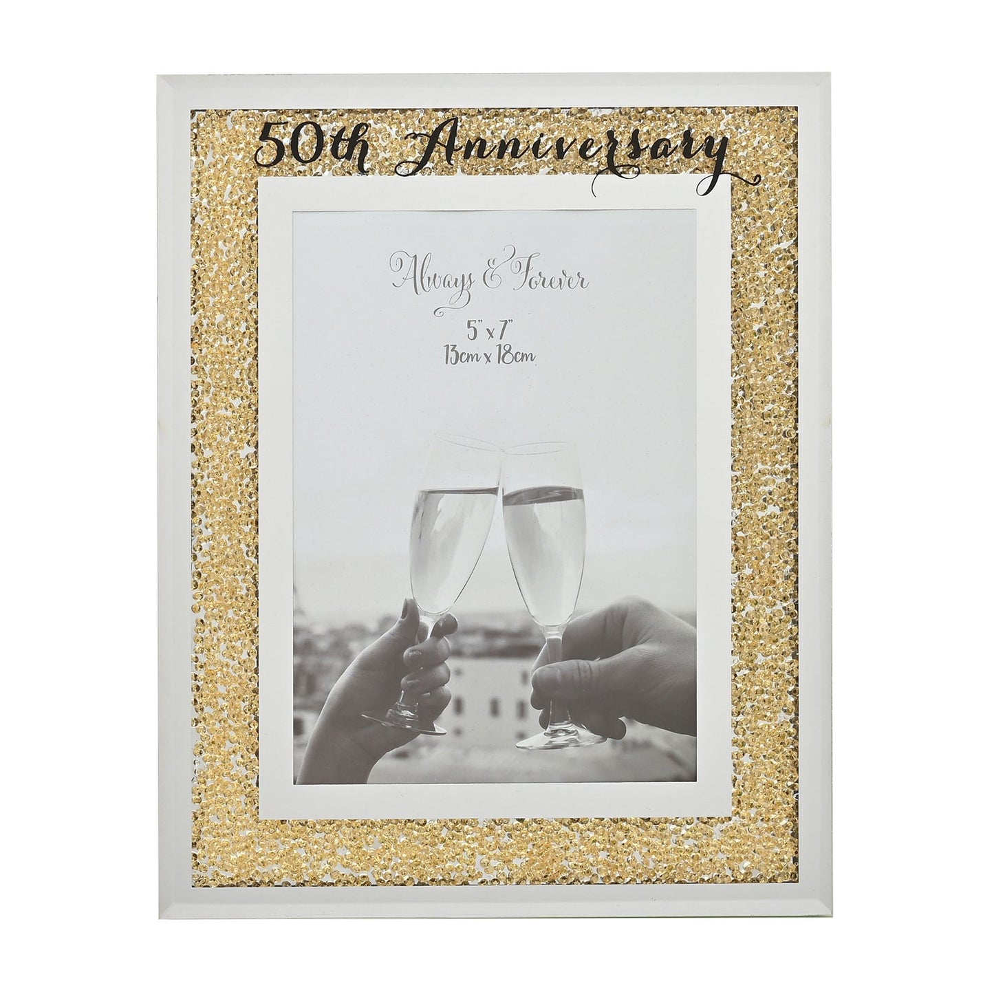 Celebrations Crystal Border Frame 5" x 7" - 50th Anniversary
