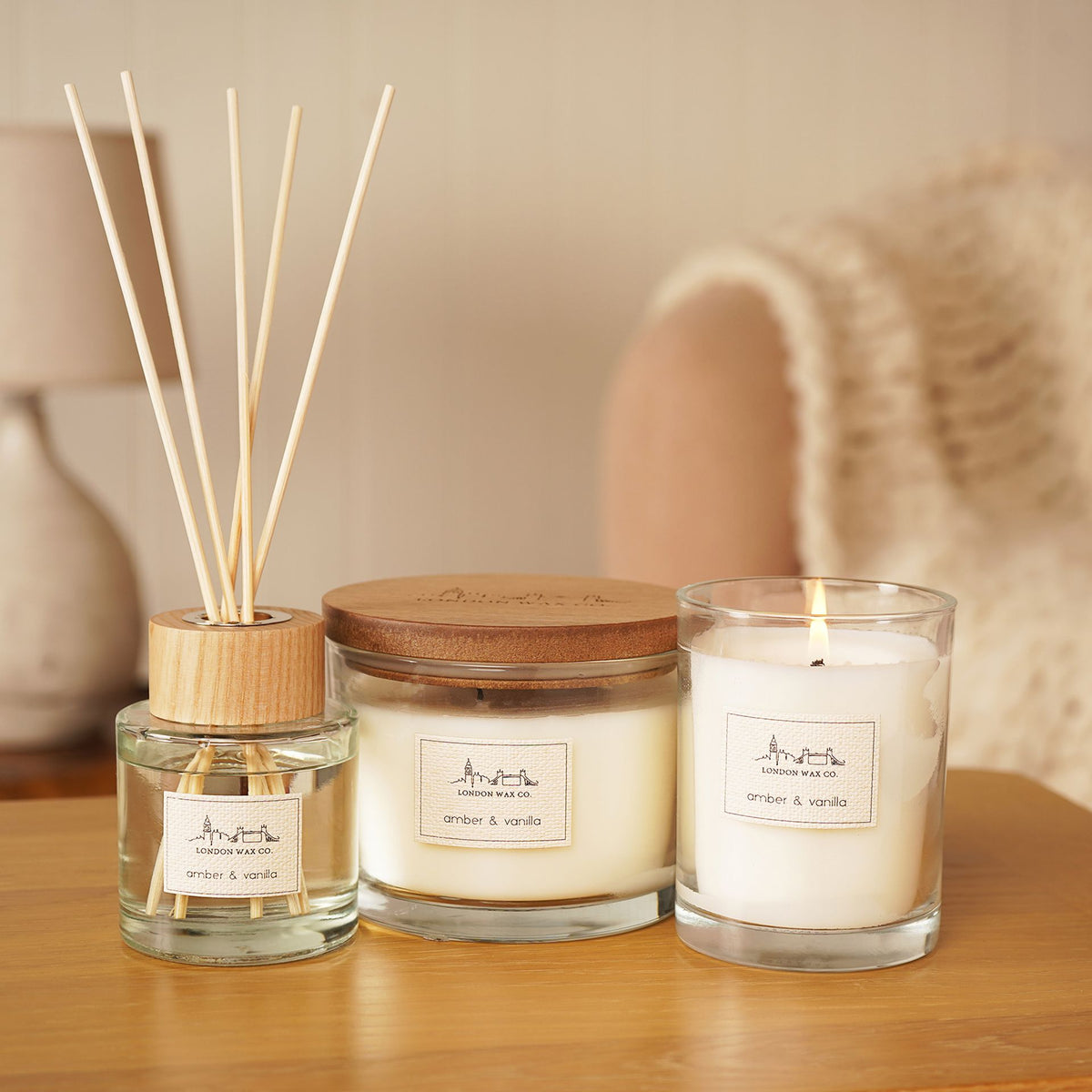 The London Wax Company Amber & Vanilla Lidded Candle 226g