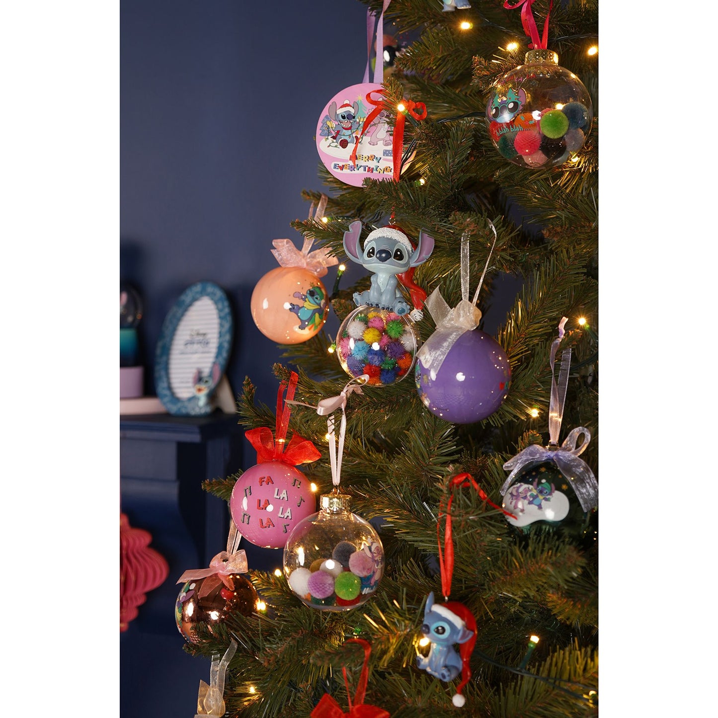 Disney Stitch Set of 7 Baubles with Pom Poms