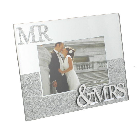 Mirror Frame with Glitter Mr & Mrs  6" x 4"