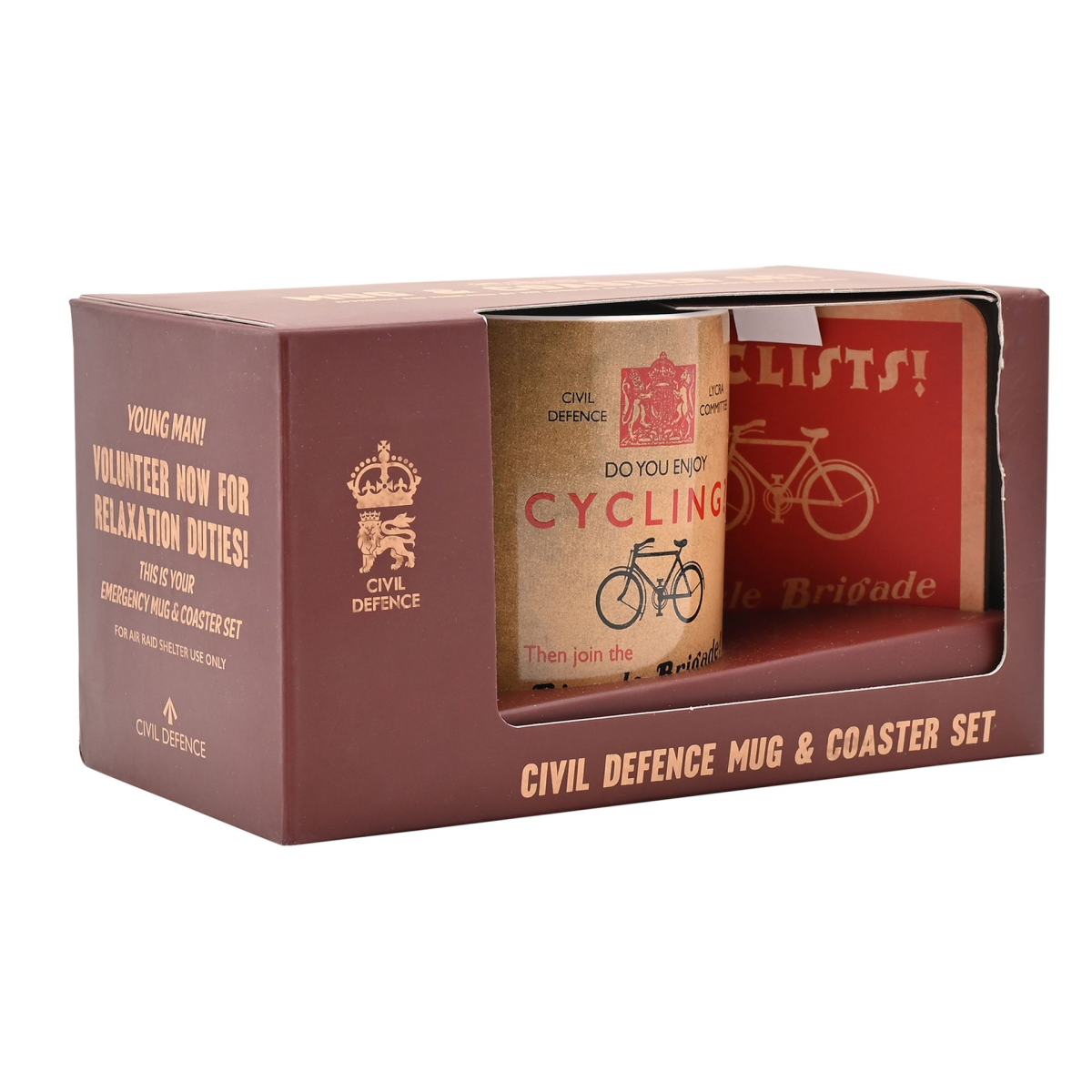 Civil Defence Bicycle Brigade Mug and Coaster Set