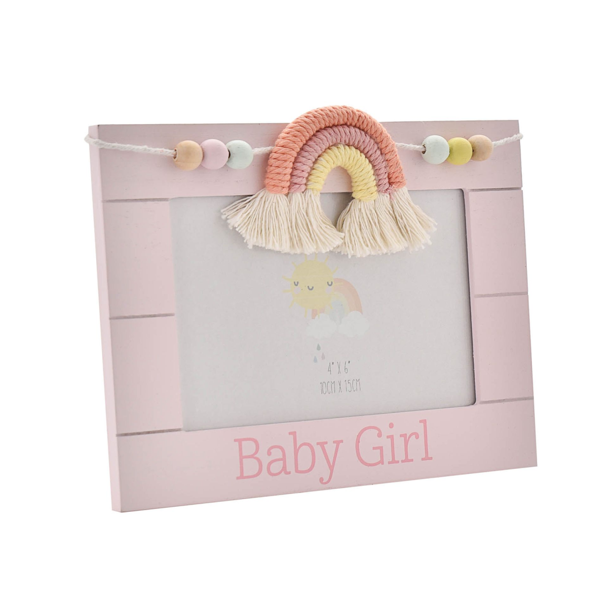 Petit Cheri WoodenPhoto Frame Macrame Rainbow Baby Girl 6x4"