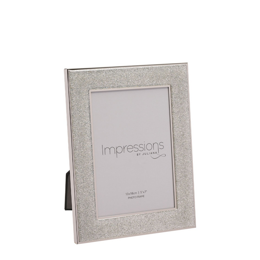 Impressions Silver Col. Photo Frame with Glitter Band 5"x7"