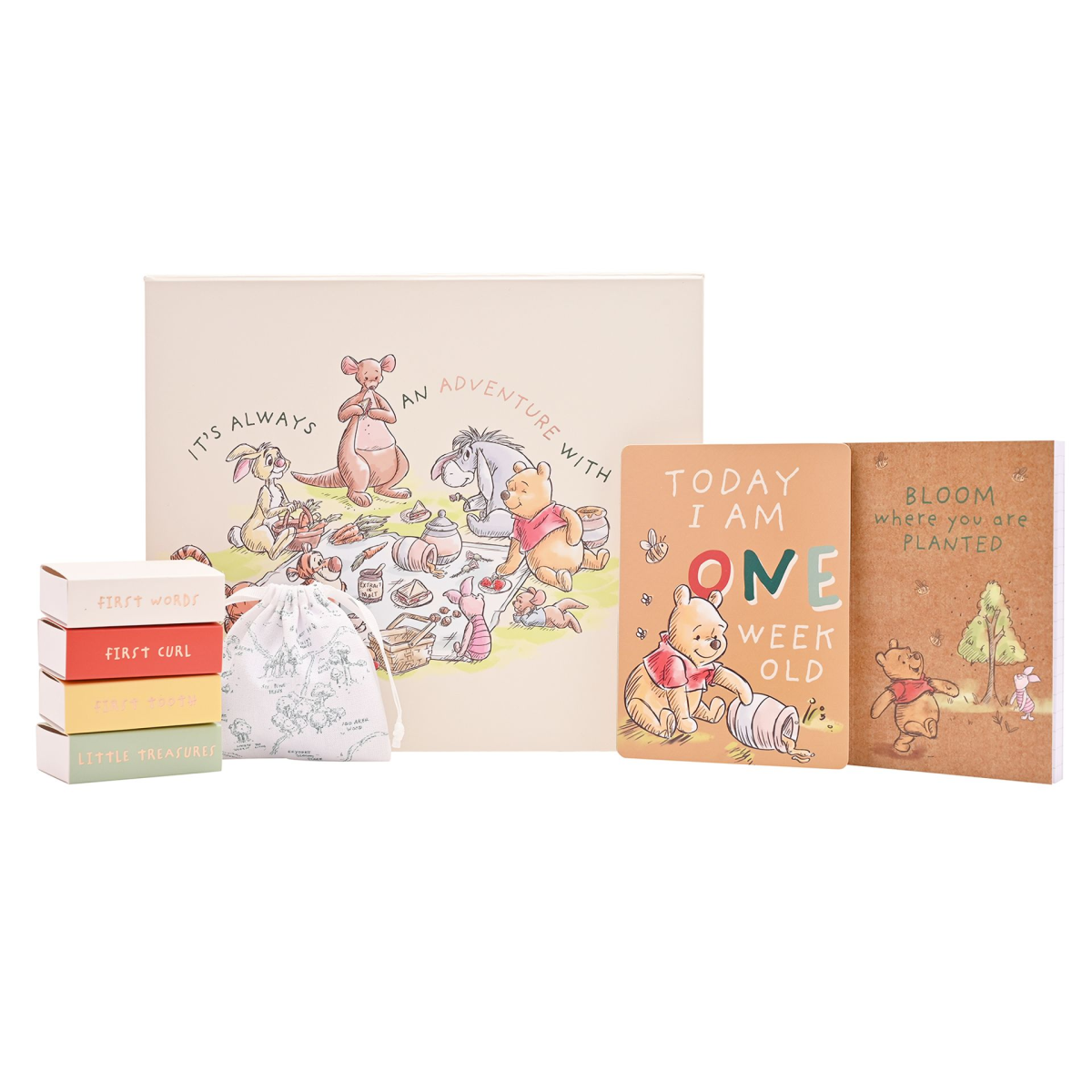 Disney Winnie The Pooh Keepsake Box with 12 x Milestone Cards